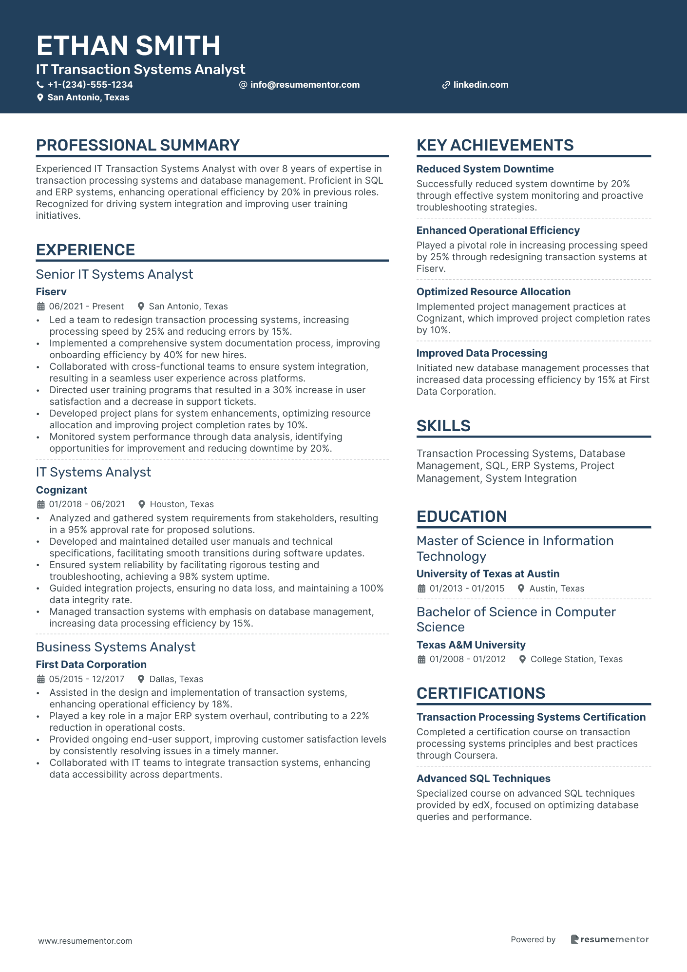 IT Transaction Systems Analyst