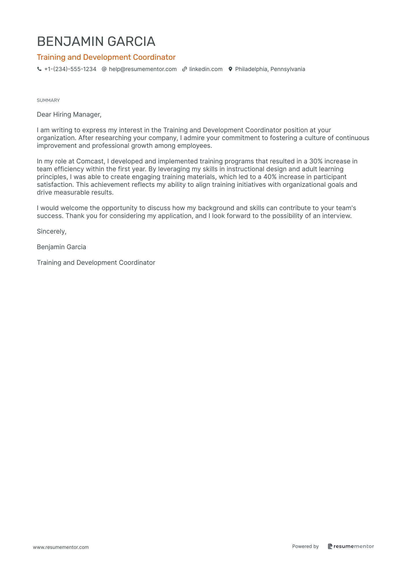 Training and Development Coordinator
