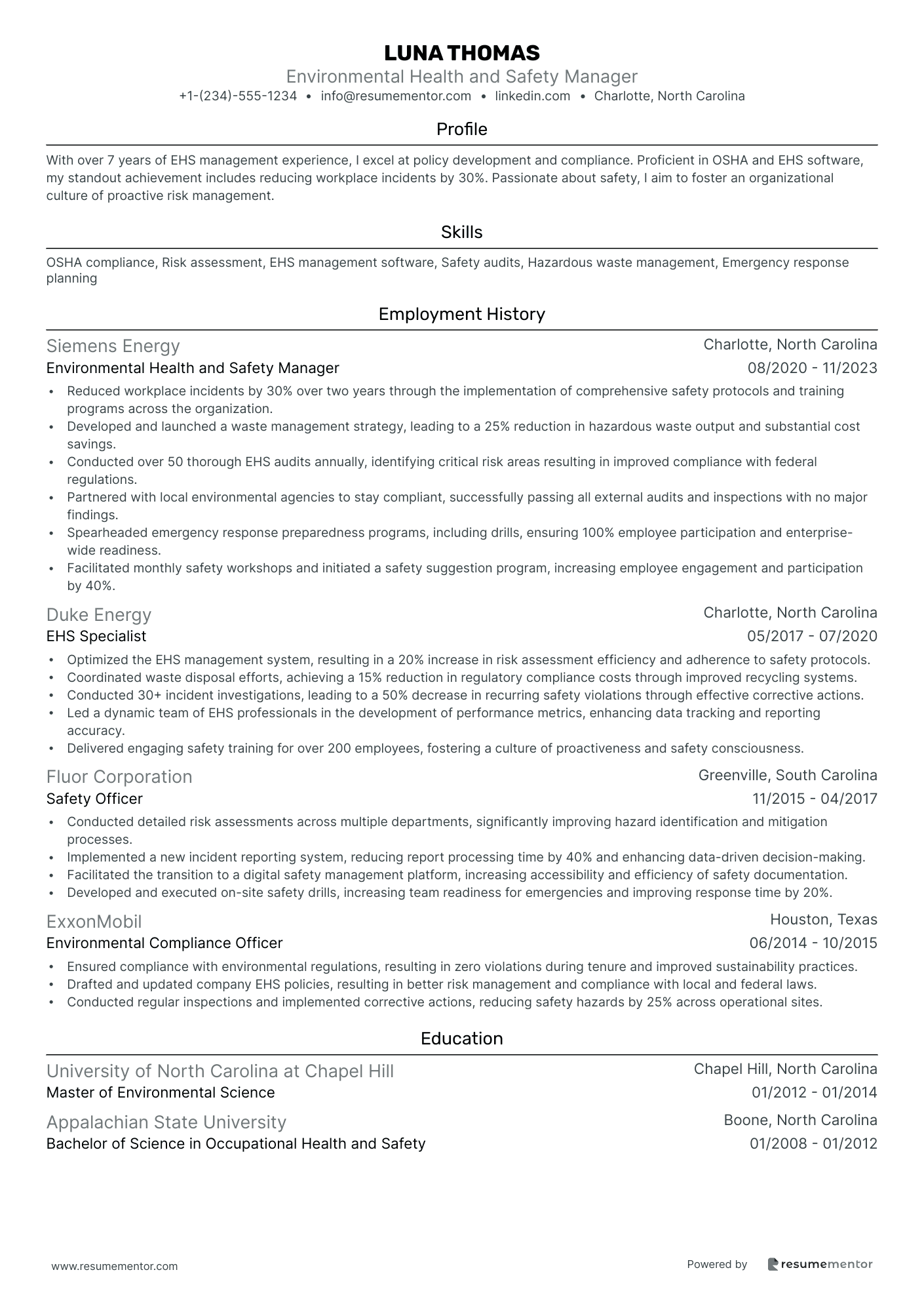 Environmental Health and Safety Manager
