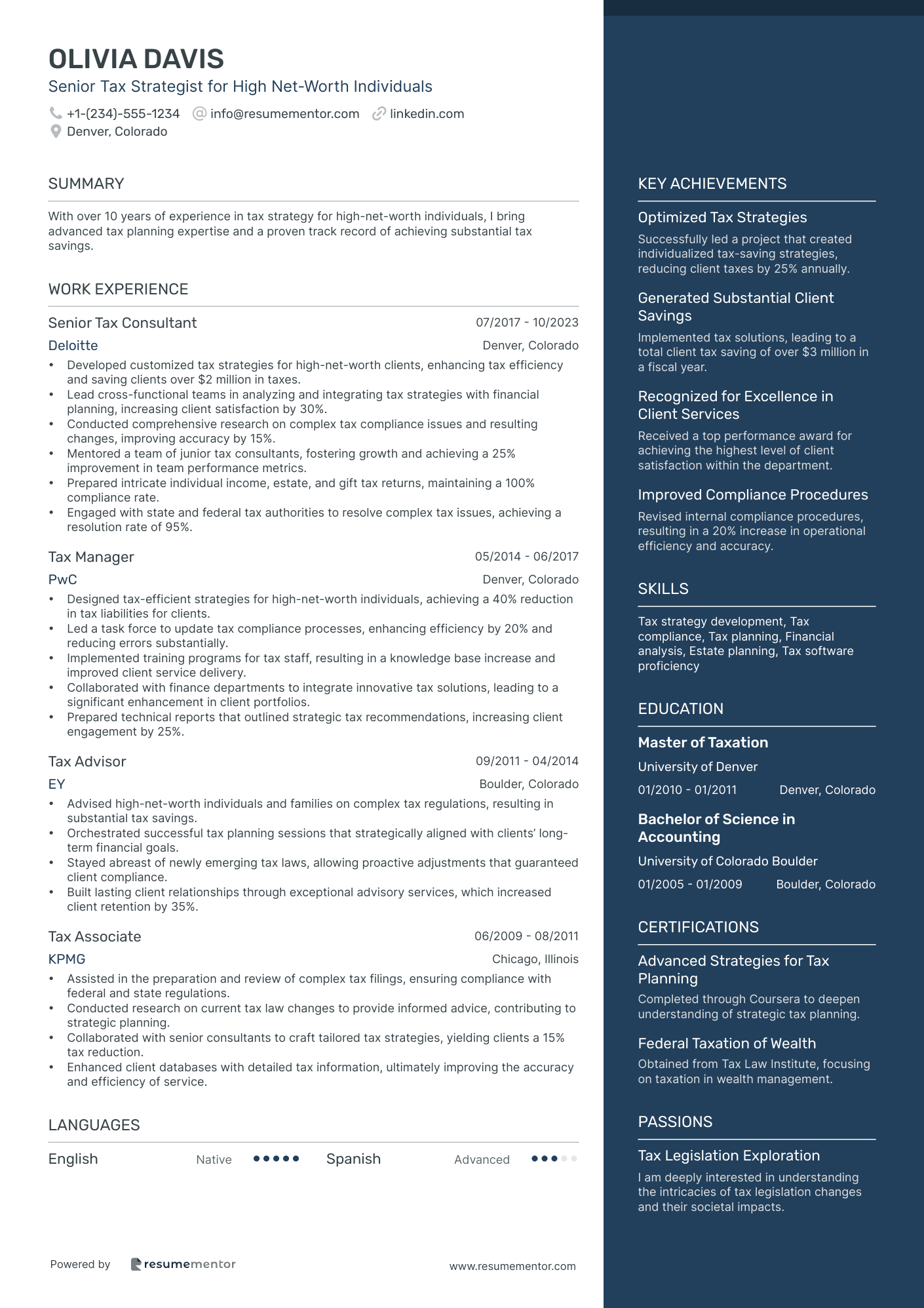 Senior Tax Strategist for High Net Worth Individuals