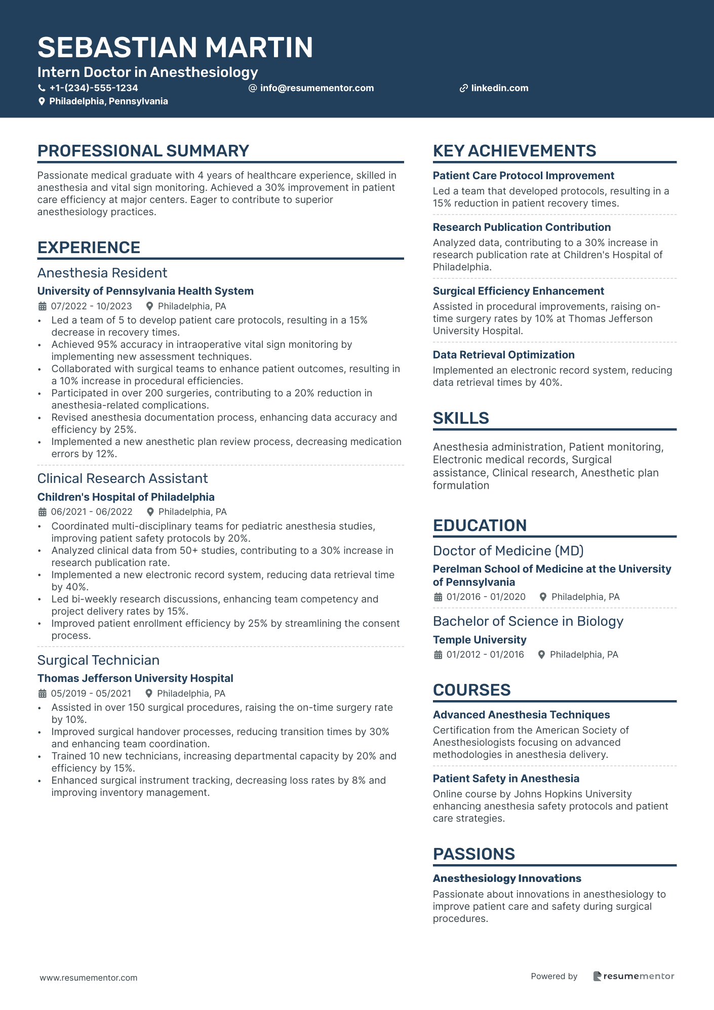 Intern Doctor in Anesthesiology