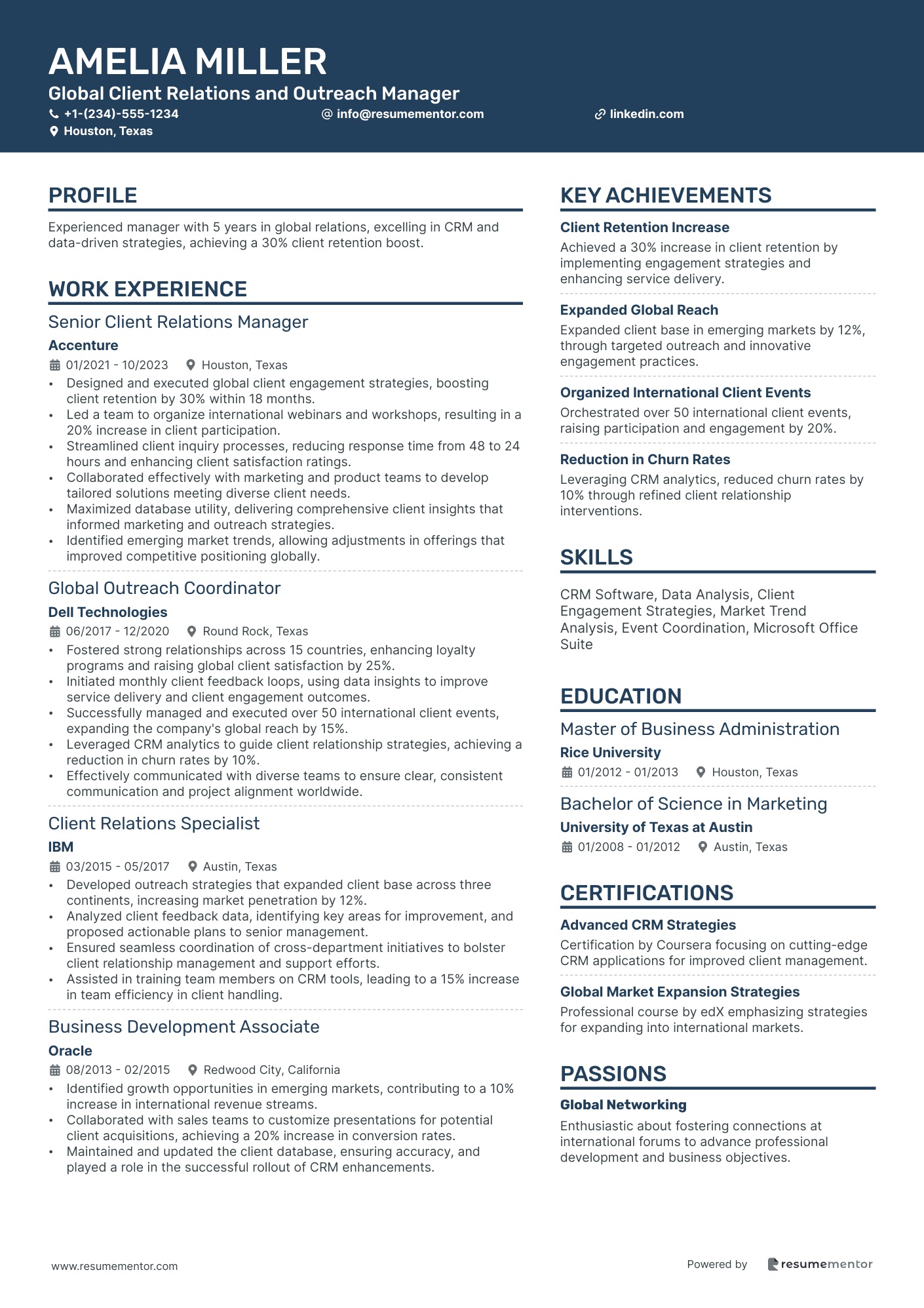 Global Client Relations and Outreach Manager