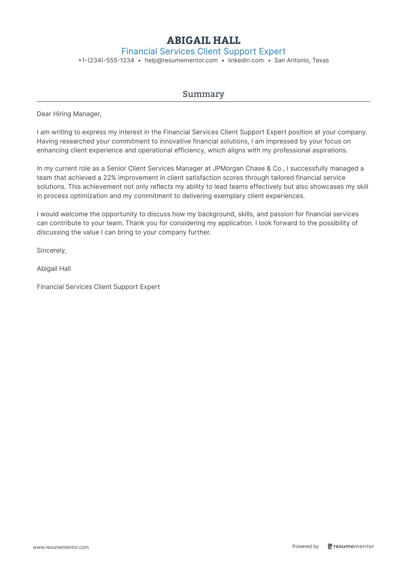Financial Services Client Support Expert