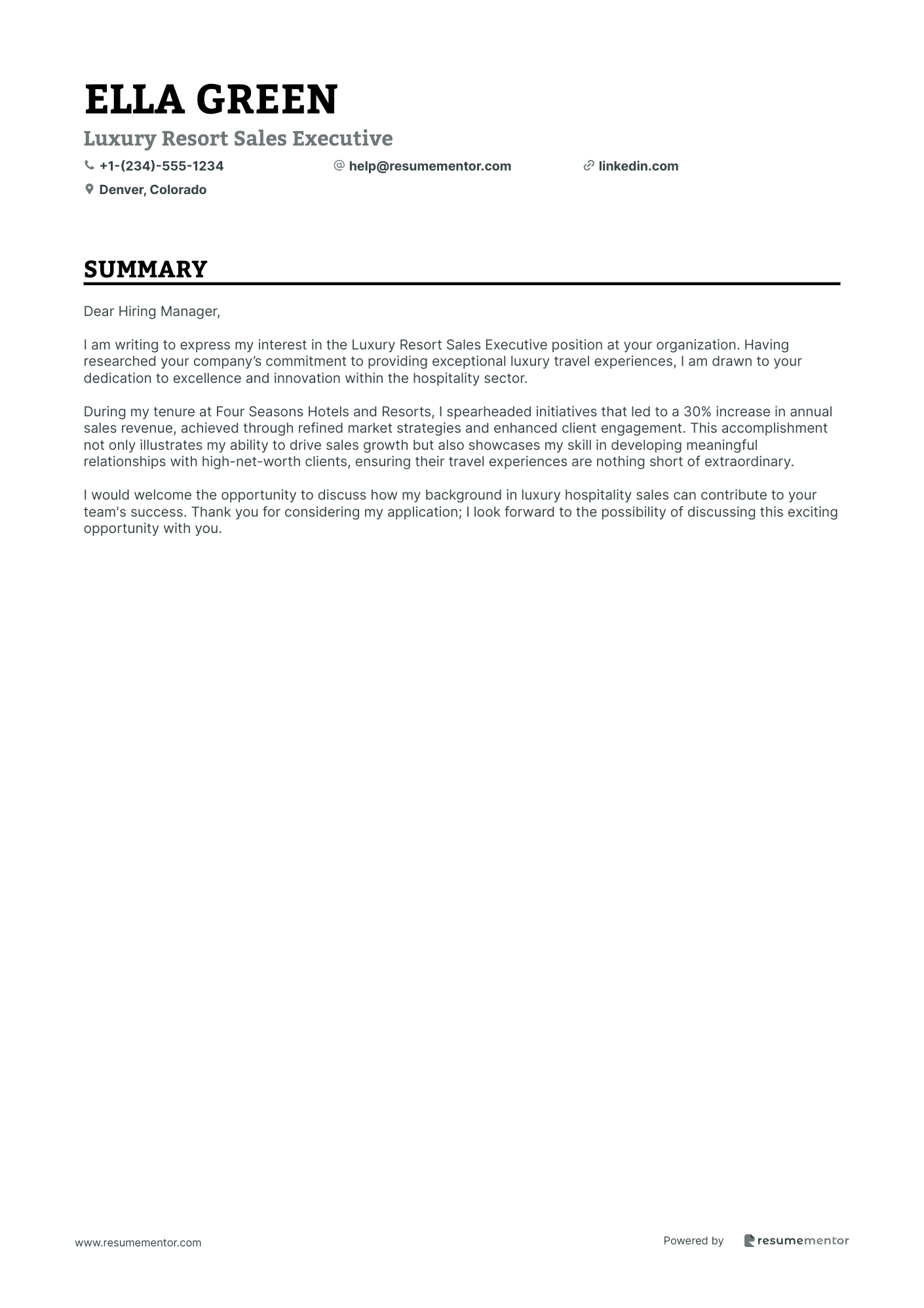 Luxury Resort Sales Executive