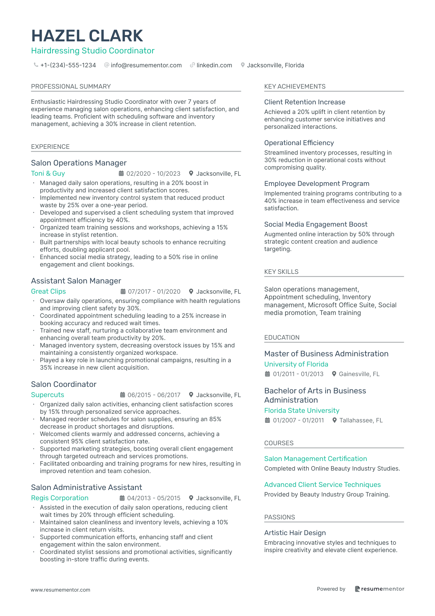 Hairdressing Studio Coordinator