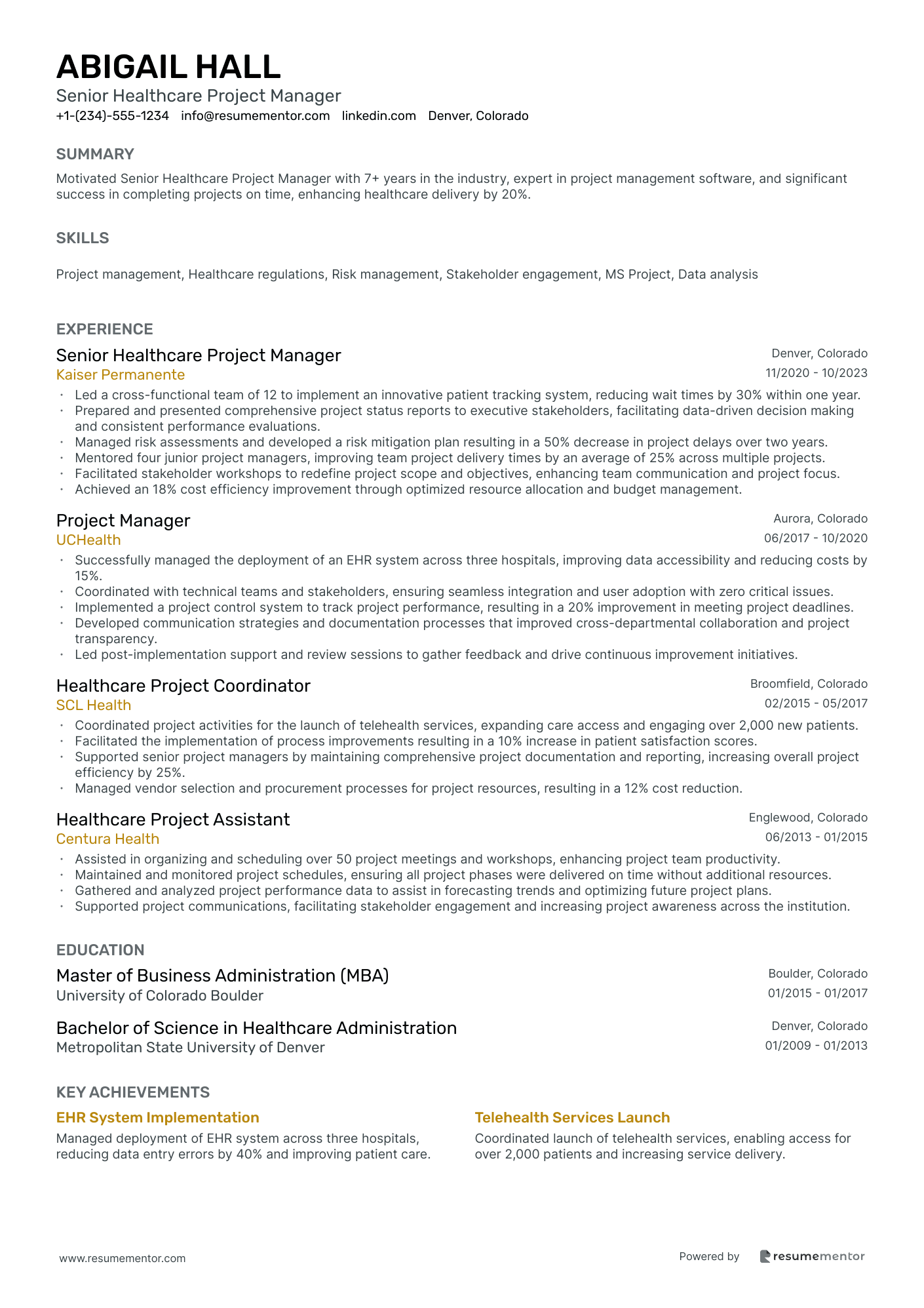 Senior Healthcare Project Manager