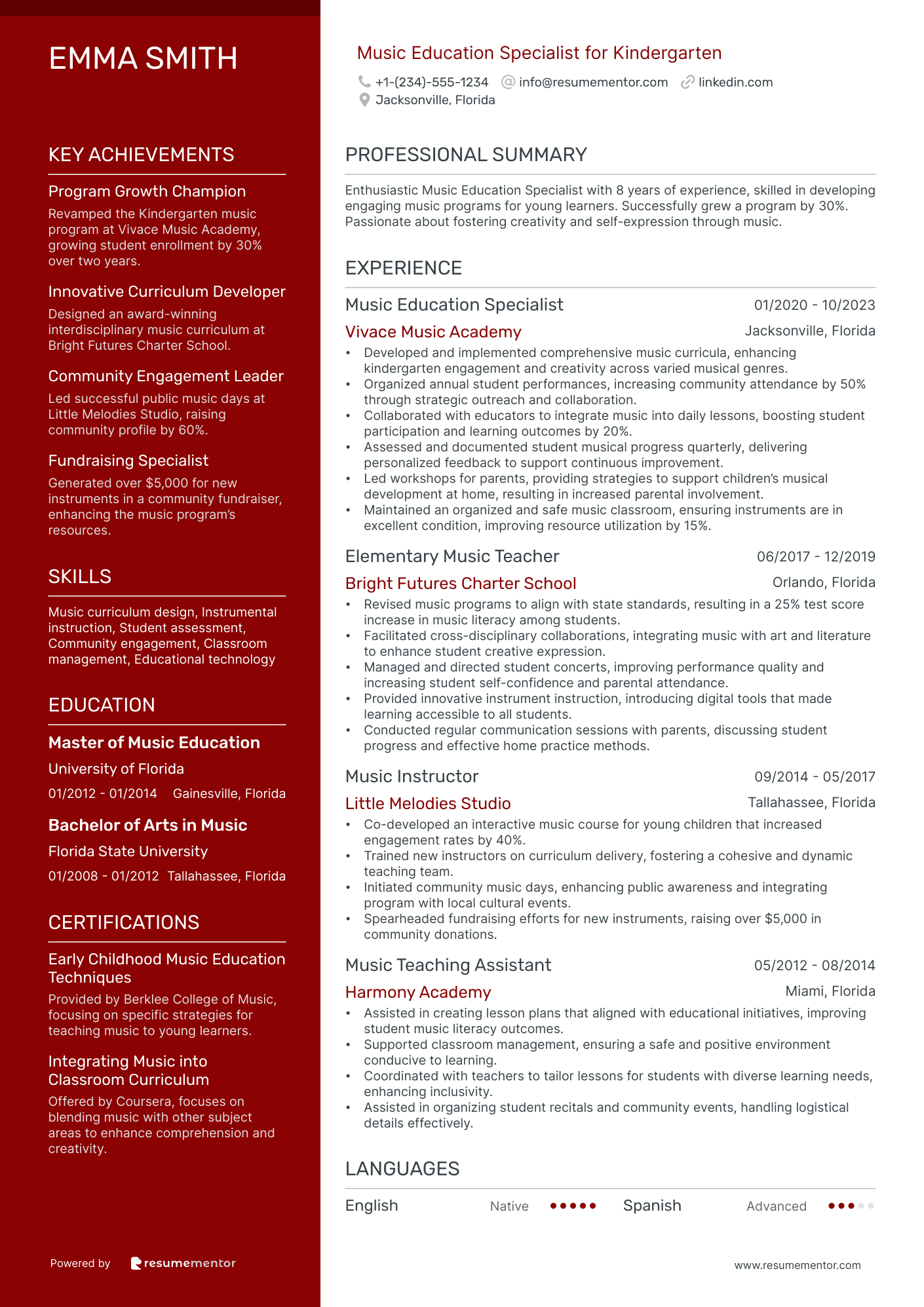 Music Education Specialist for Kindergarten
