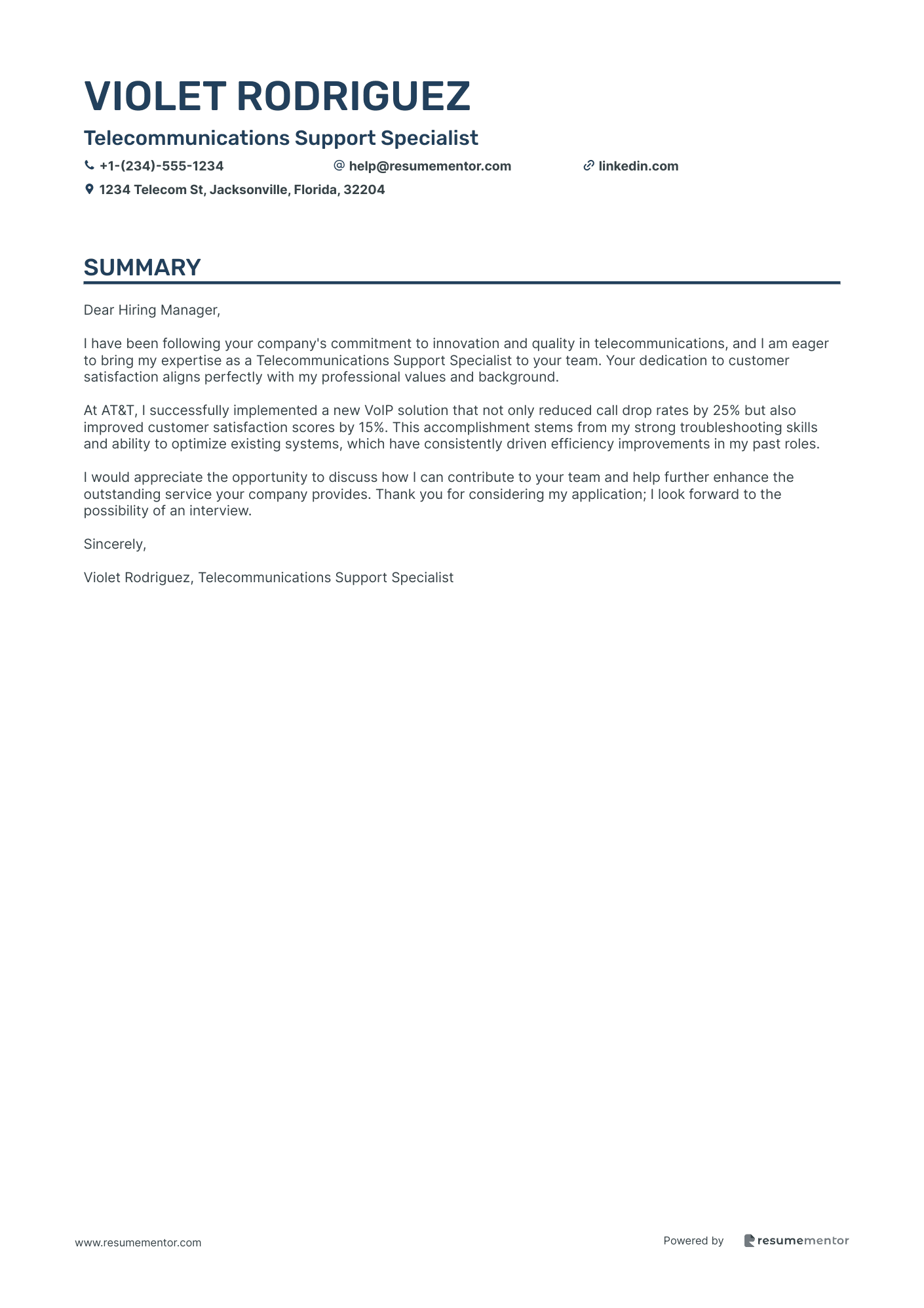 Telecommunications Support Specialist