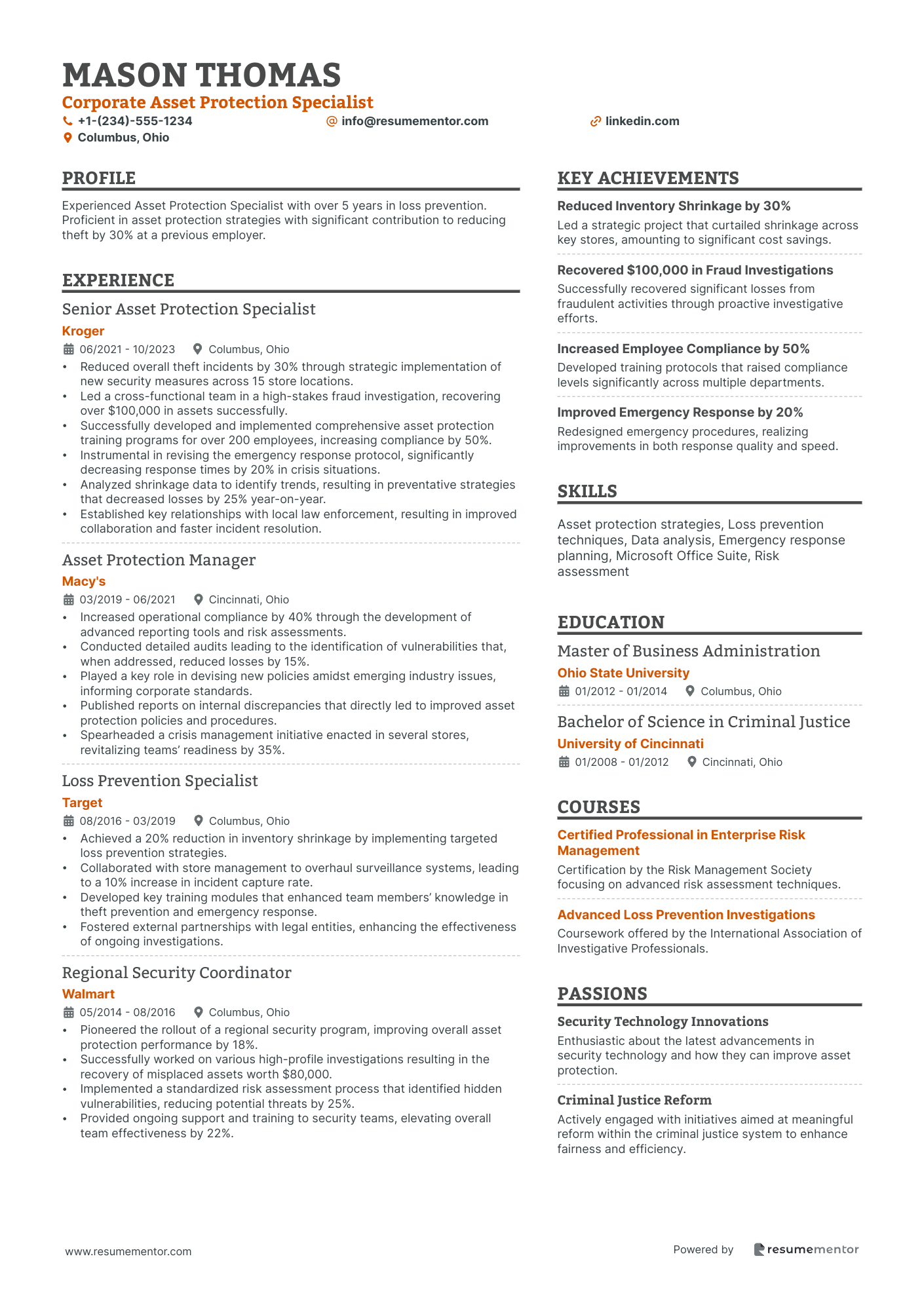 Corporate Asset Protection Specialist