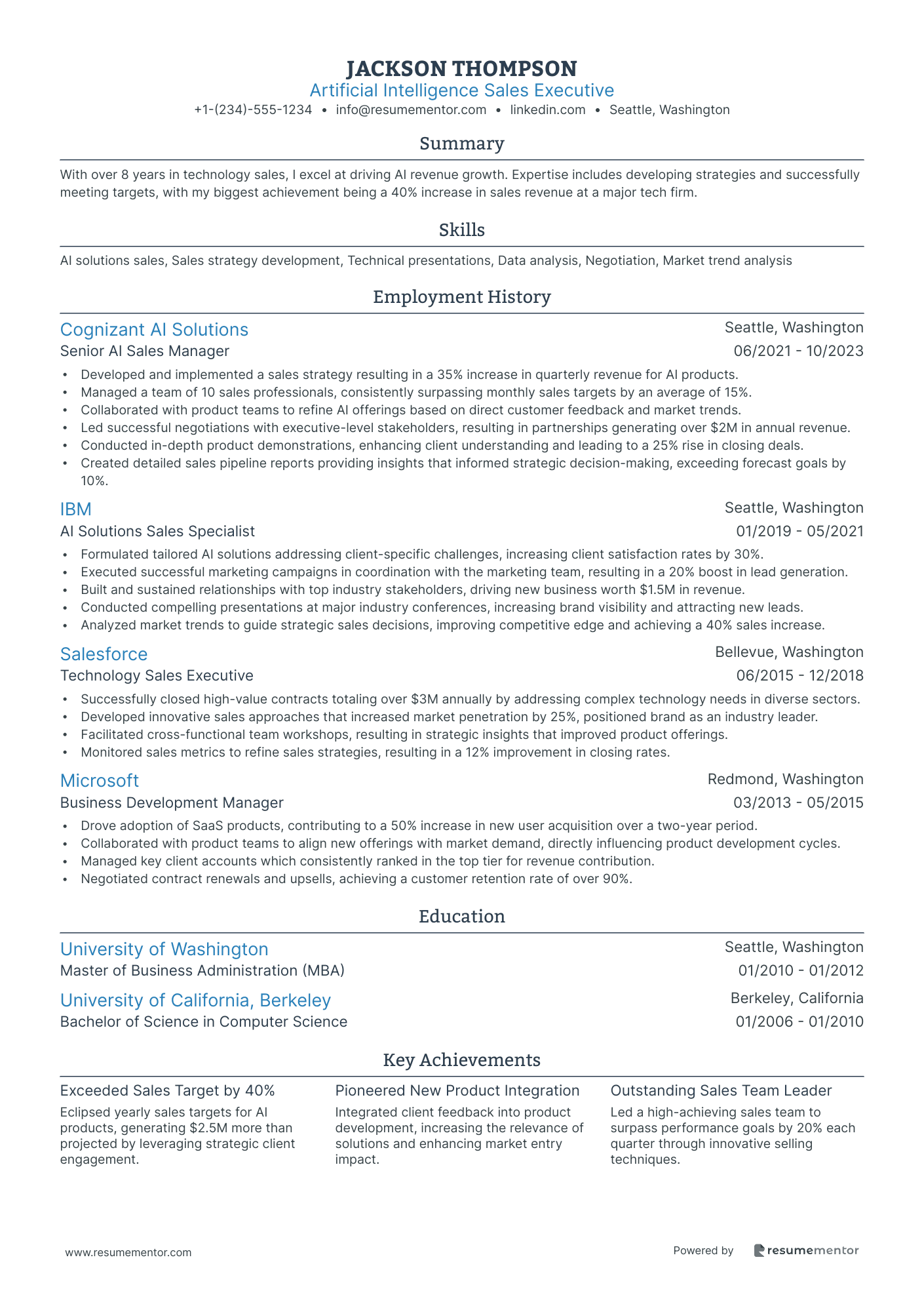 Artificial Intelligence Sales Executive