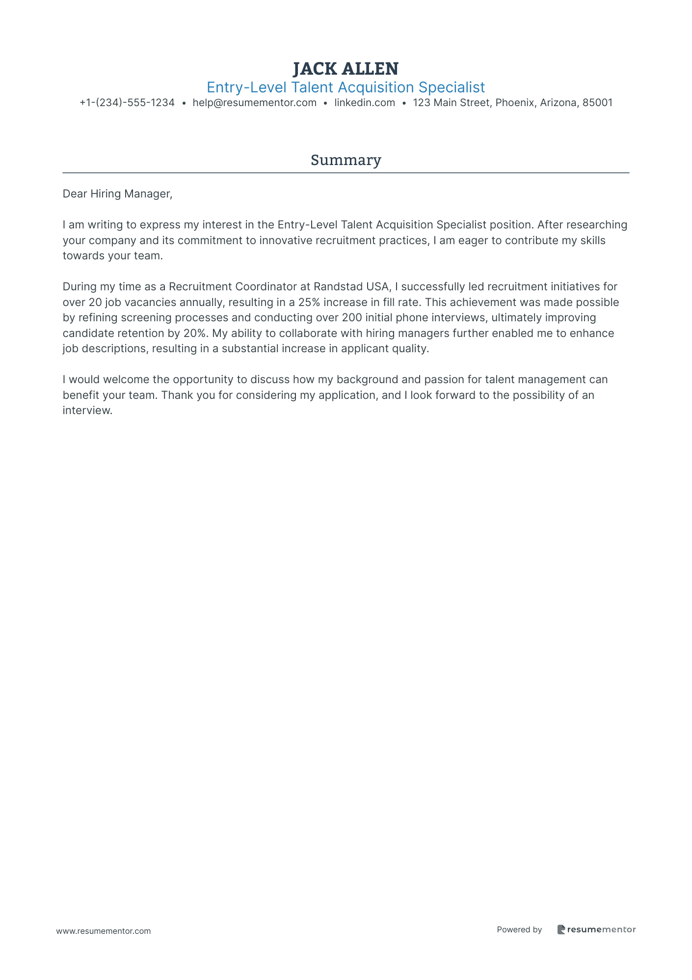 Entry Level Talent Acquisition Specialist