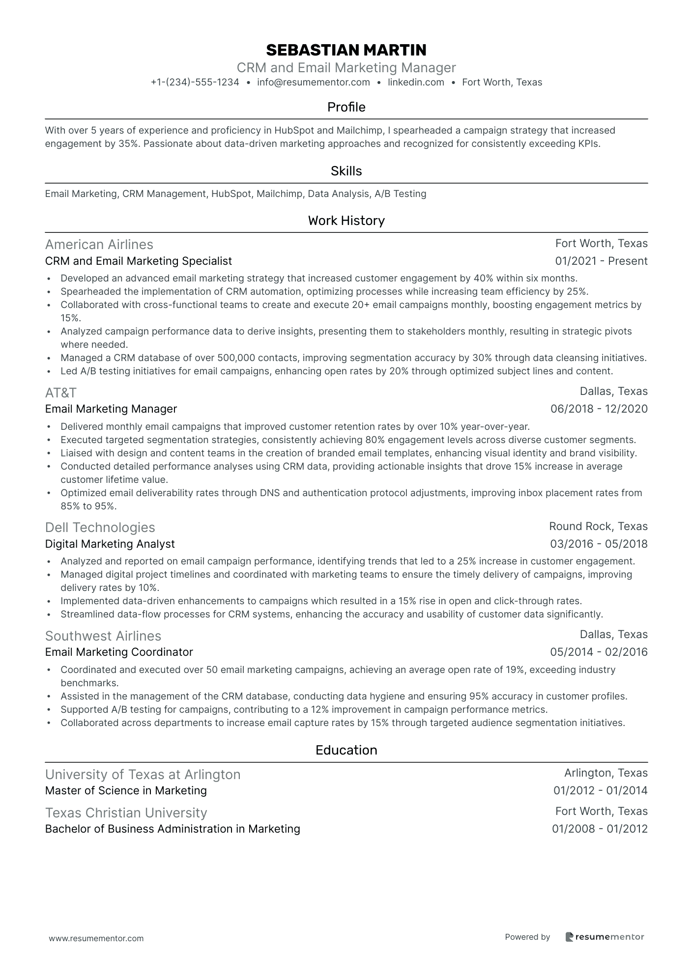 CRM and Email Marketing Manager