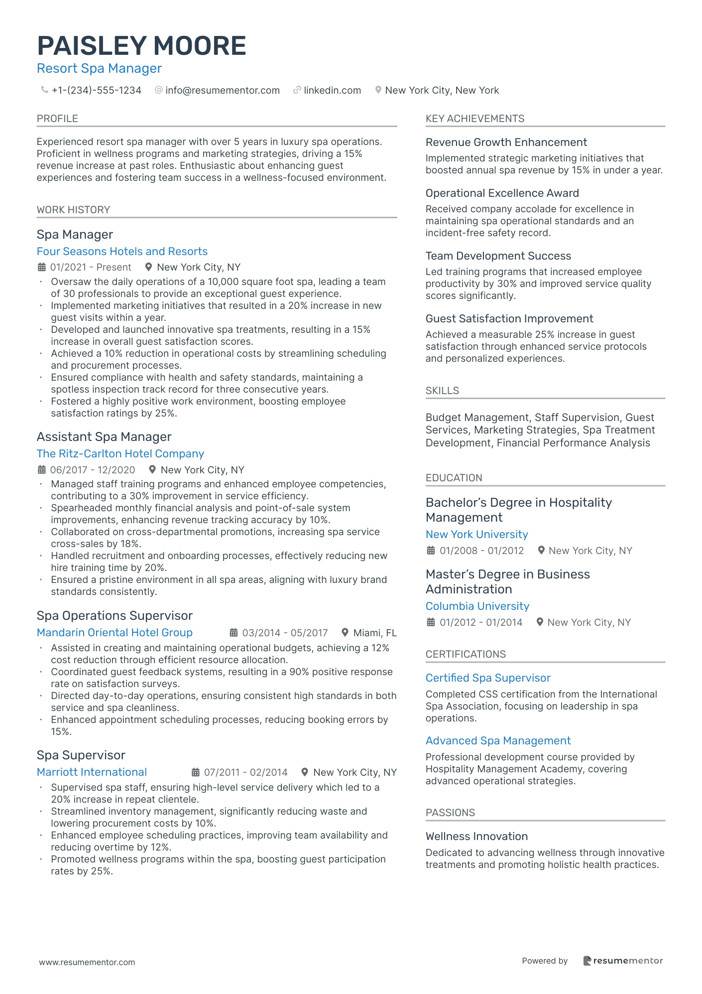 Resort Spa Manager