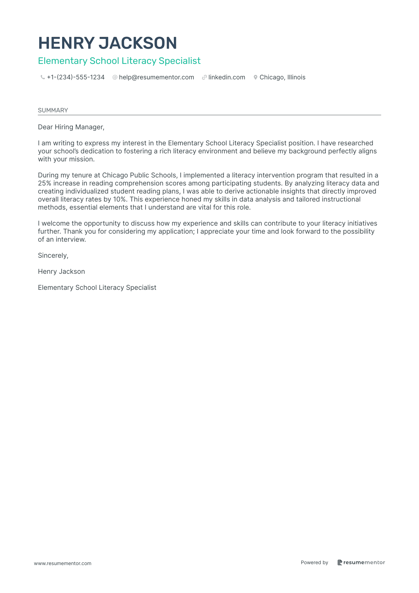 Elementary School Literacy Specialist