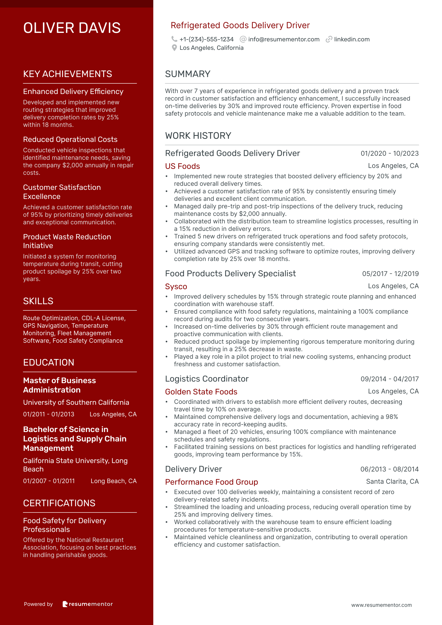 Refrigerated Goods Delivery Driver