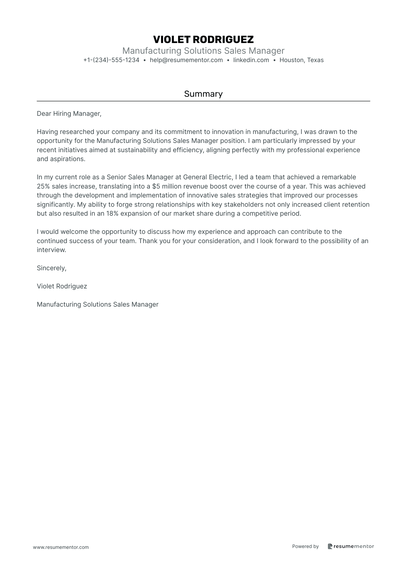 Manufacturing Solutions Sales Manager