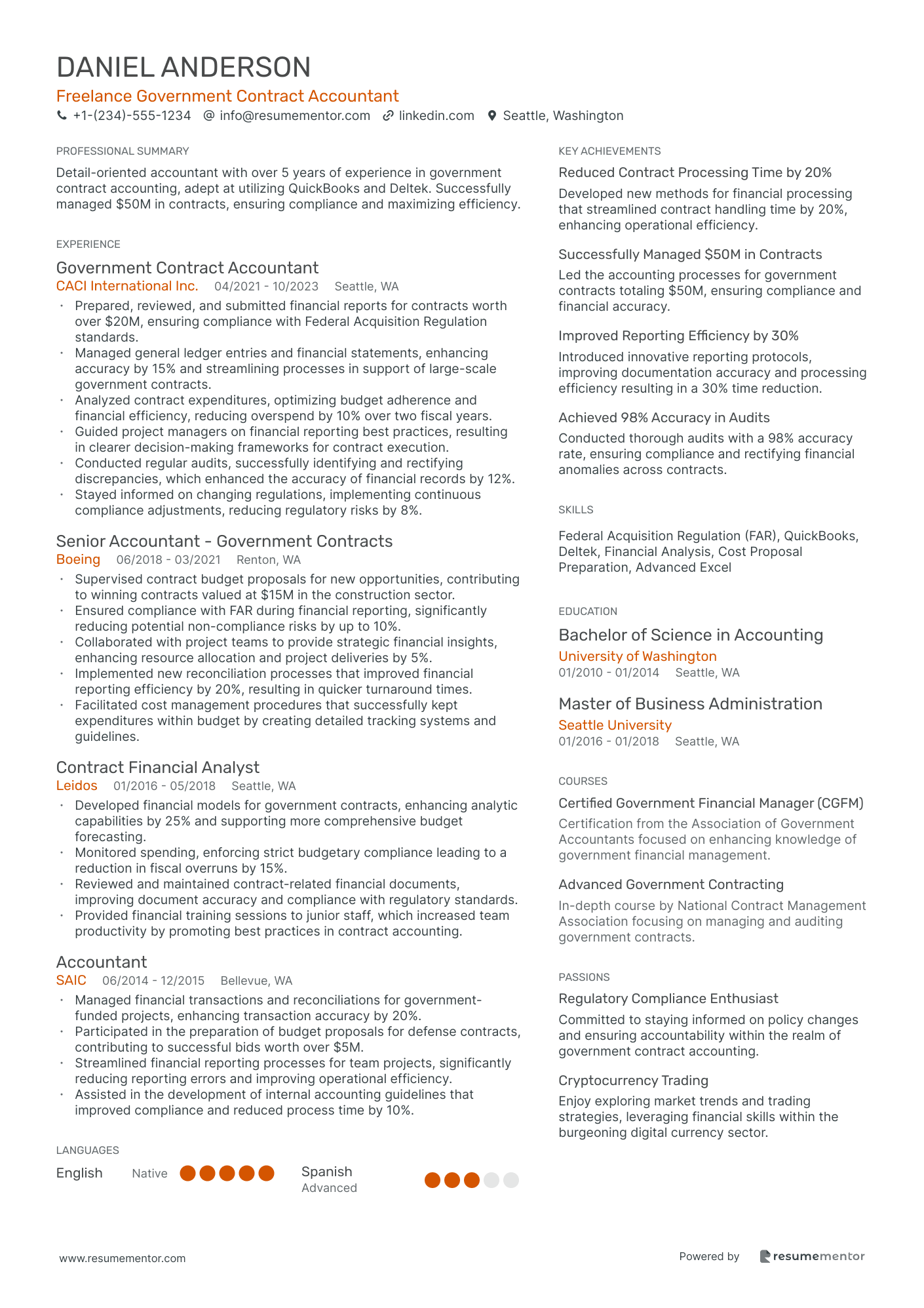 Freelance Government Contract Accountant