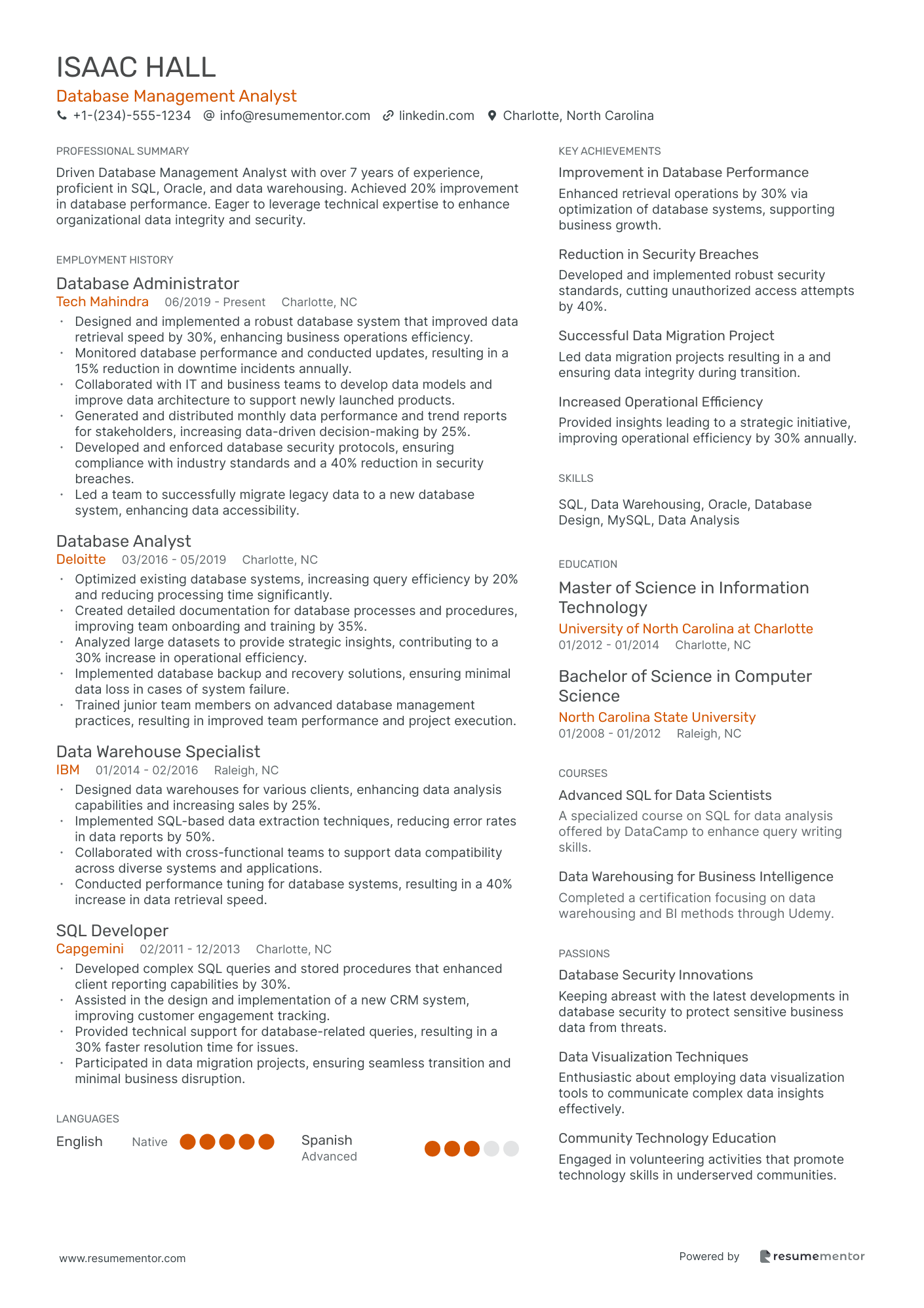 Database Management Analyst