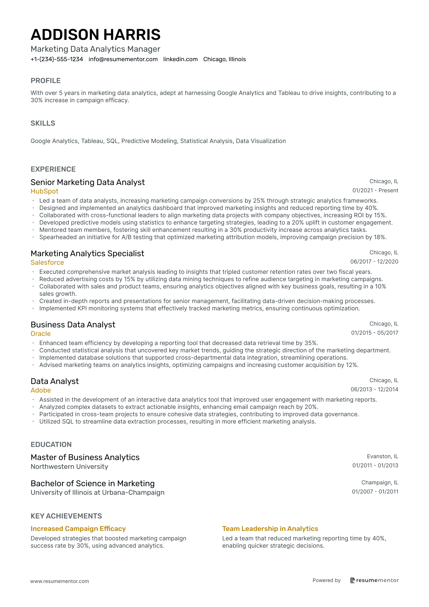 Marketing Data Analytics Manager