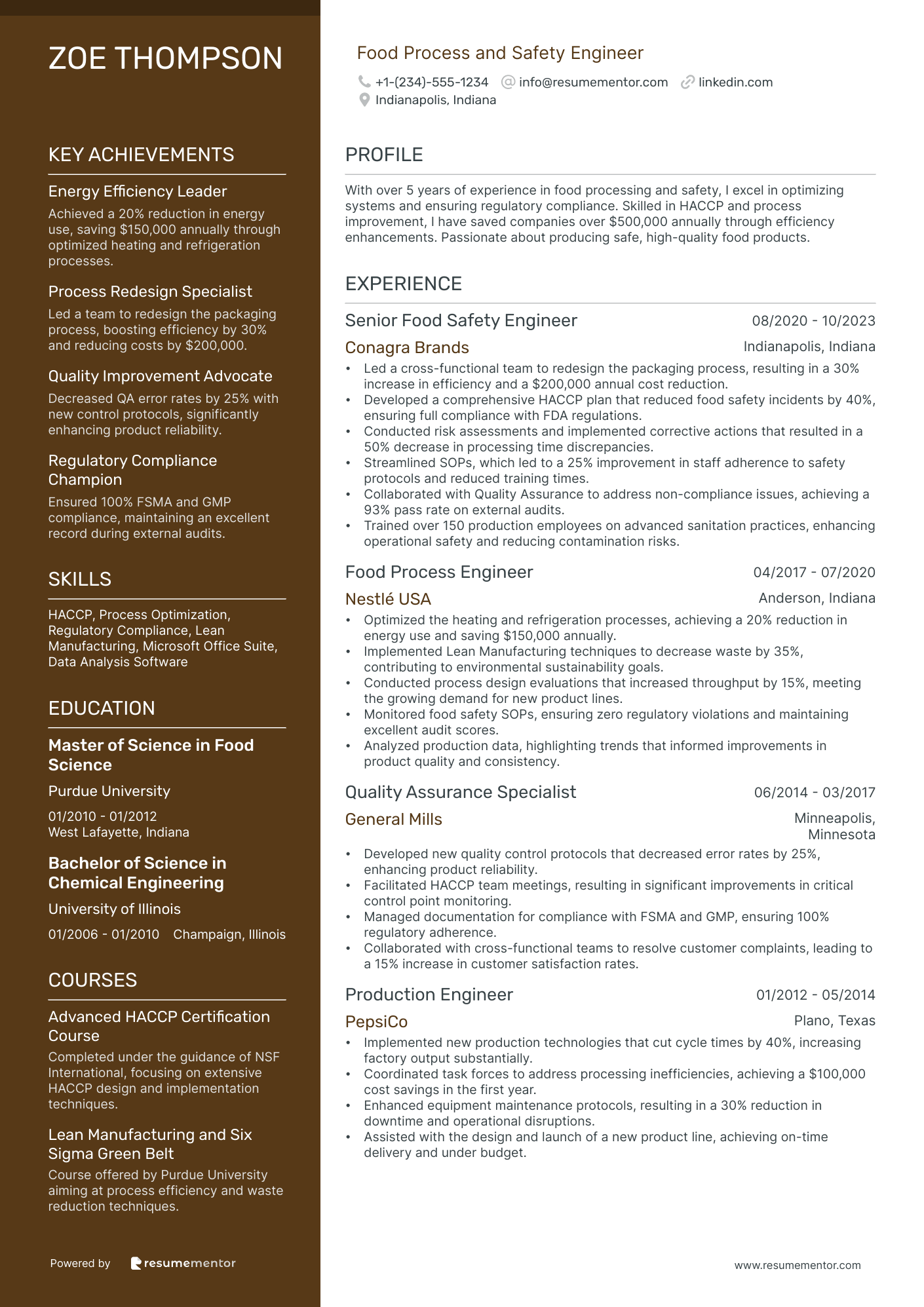 Food Process and Safety Engineer