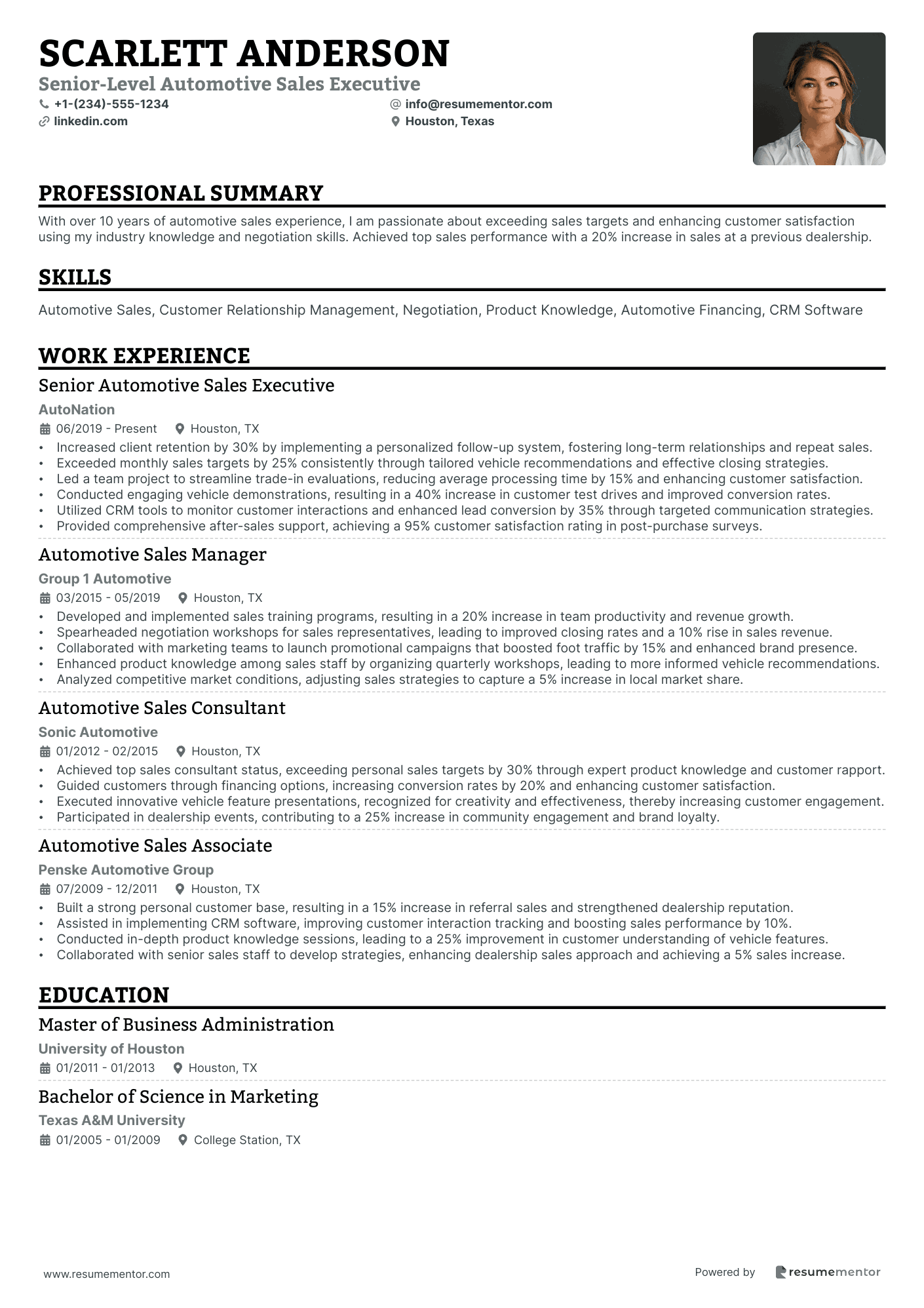 Senior Level Automotive Sales Executive