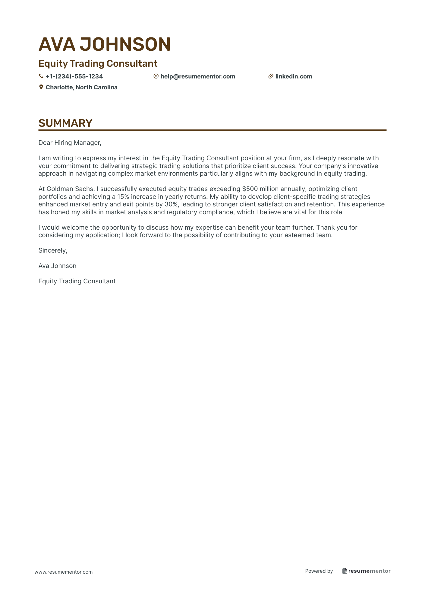 Equity Trading Consultant