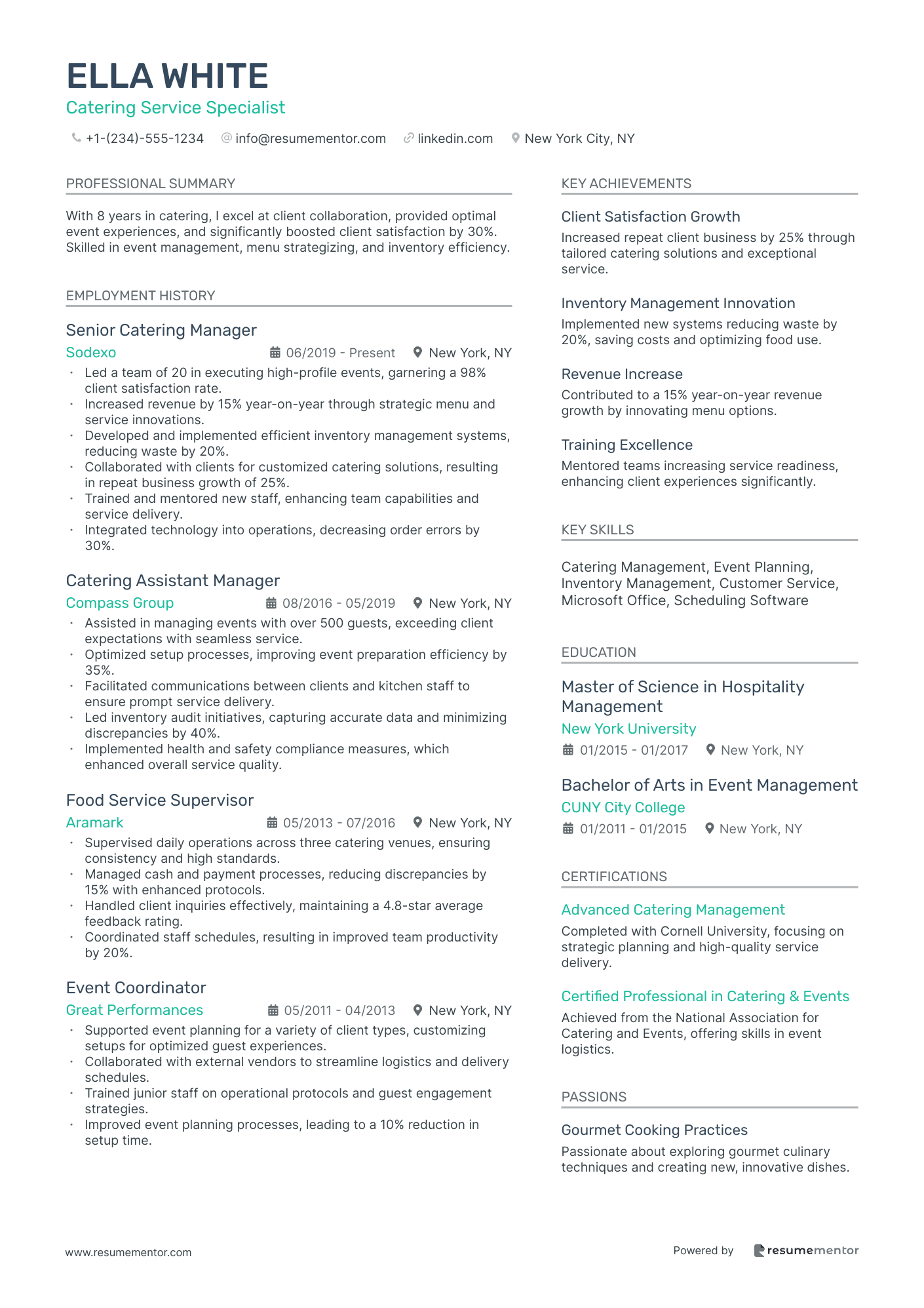Catering Service Specialist