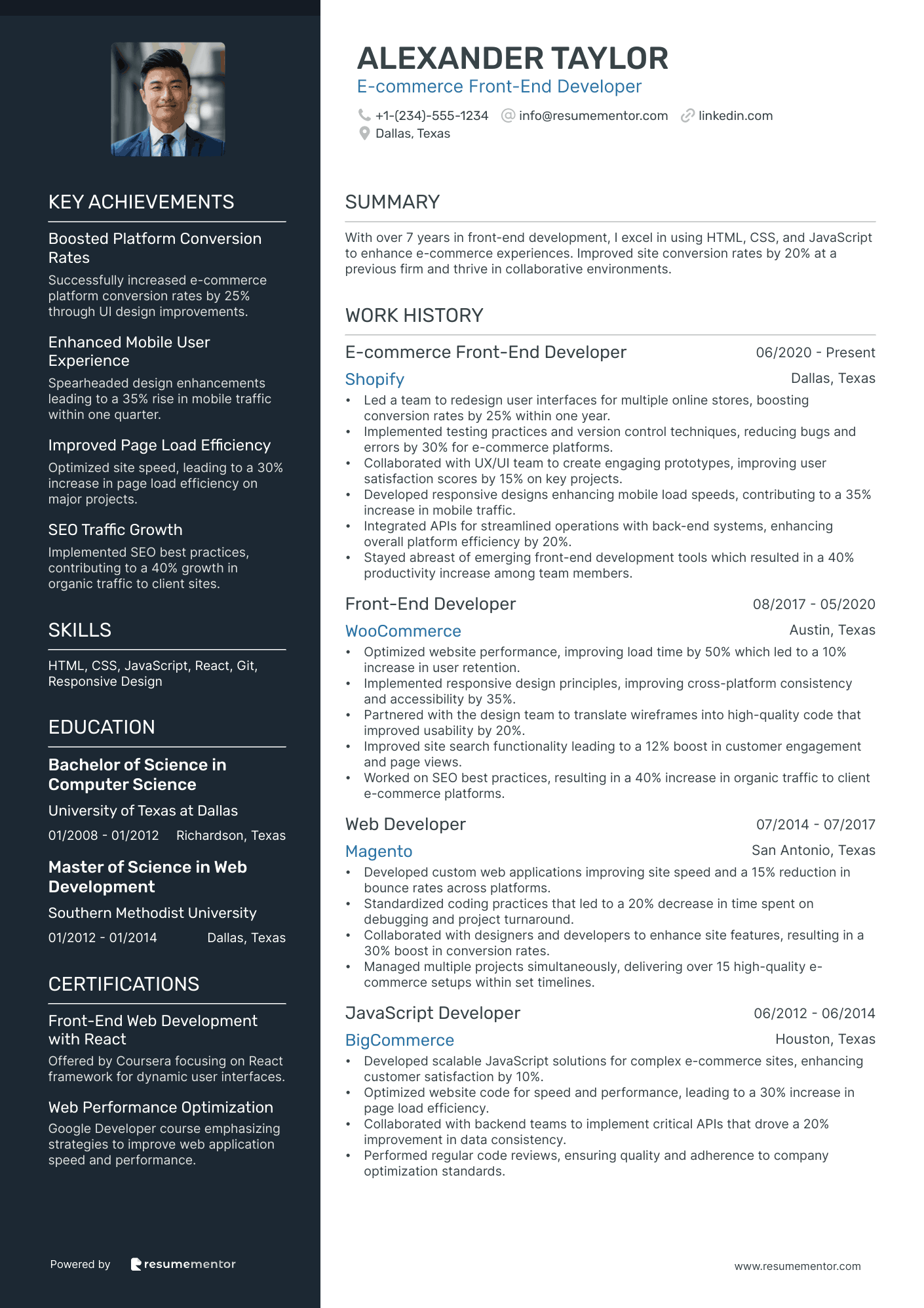 E commerce Front End Developer