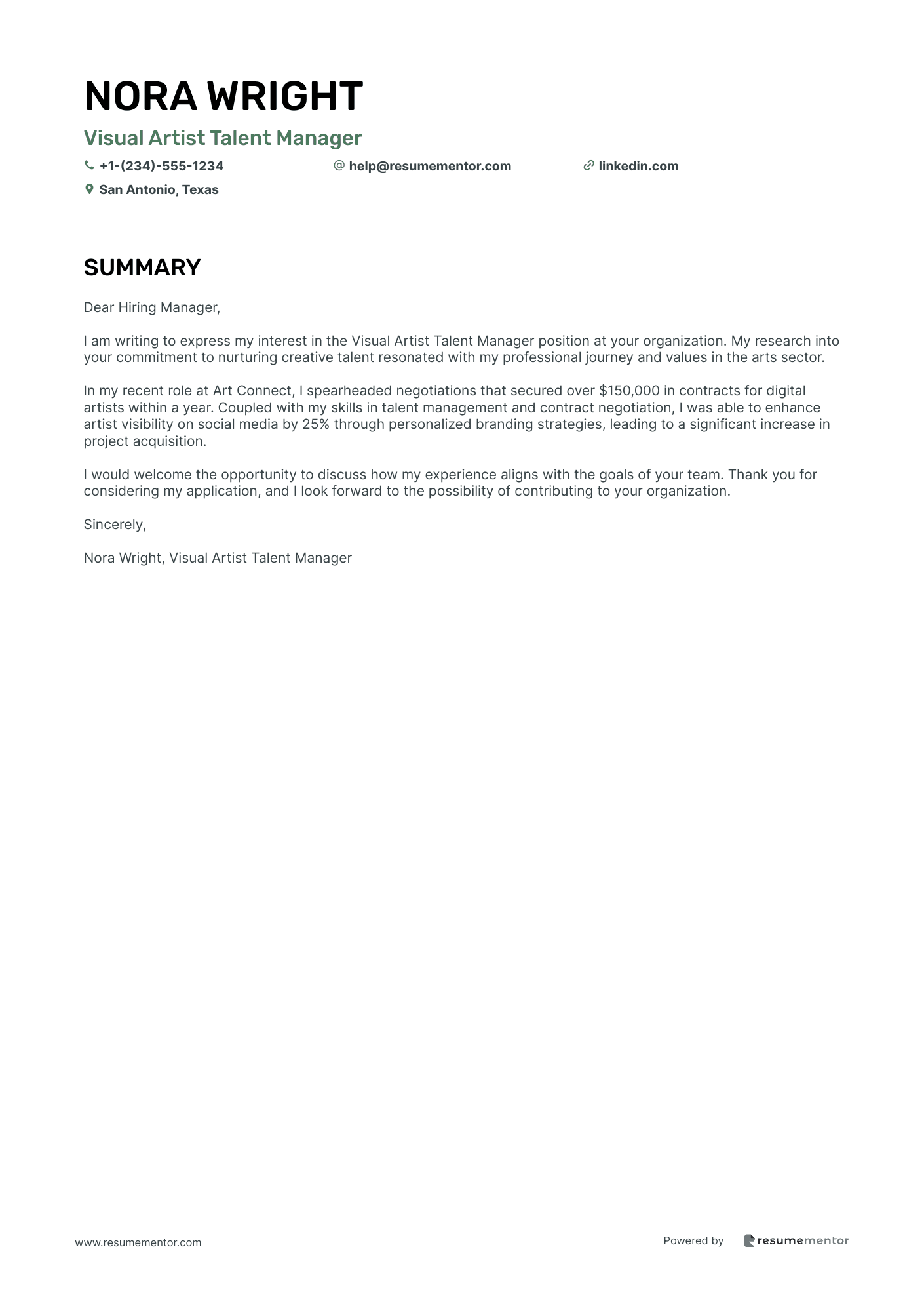 Visual Artist Talent Manager