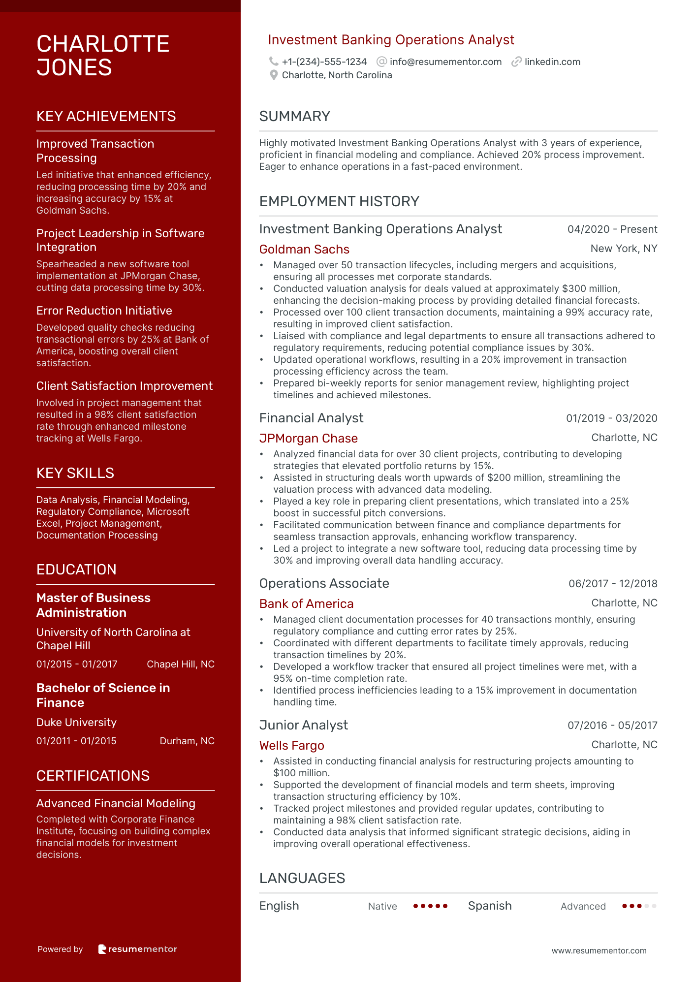 Investment Banking Operations Analyst