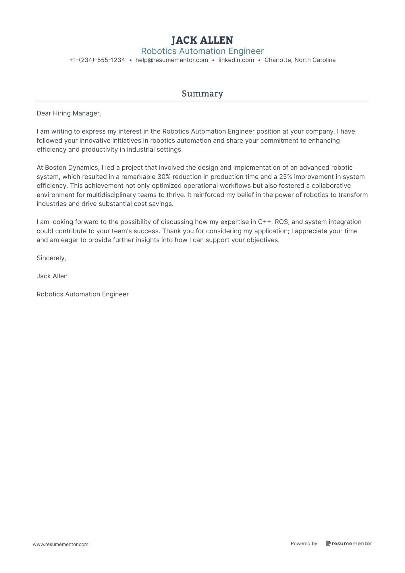 Robotics Automation Engineer