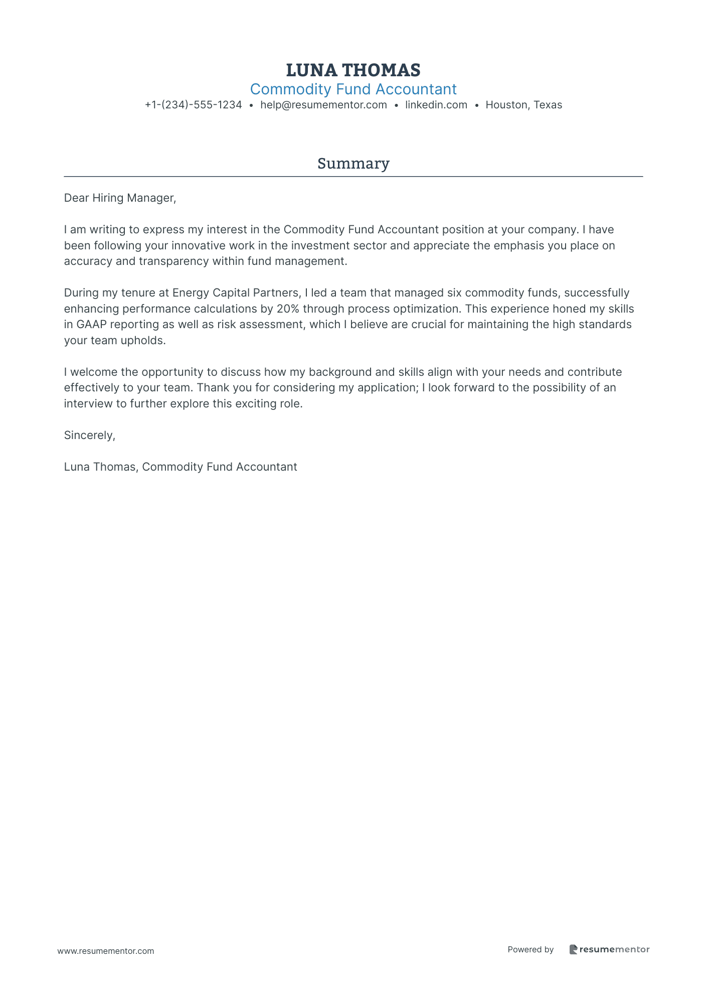 Commodity Fund Accountant