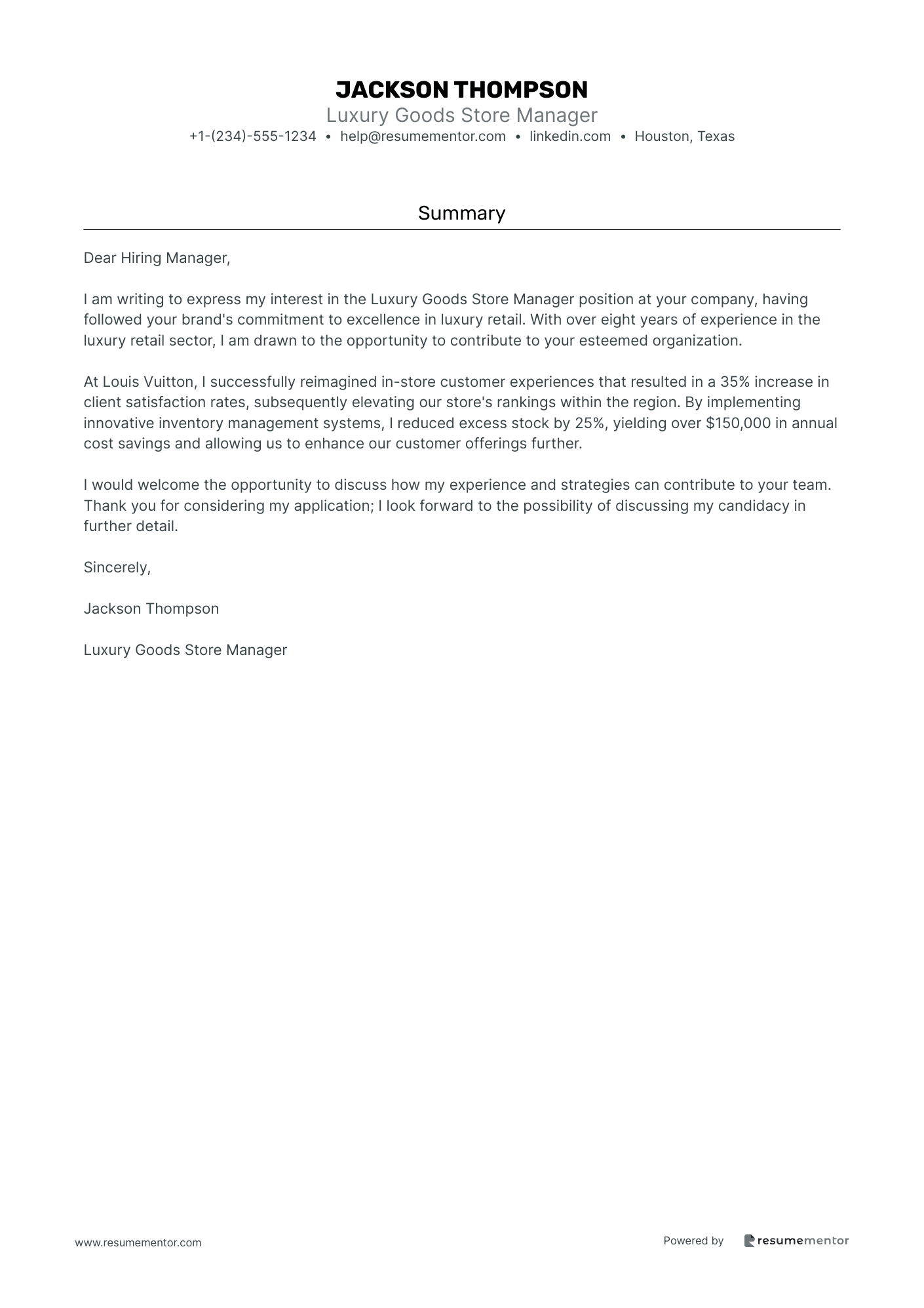Luxury Goods Store Manager