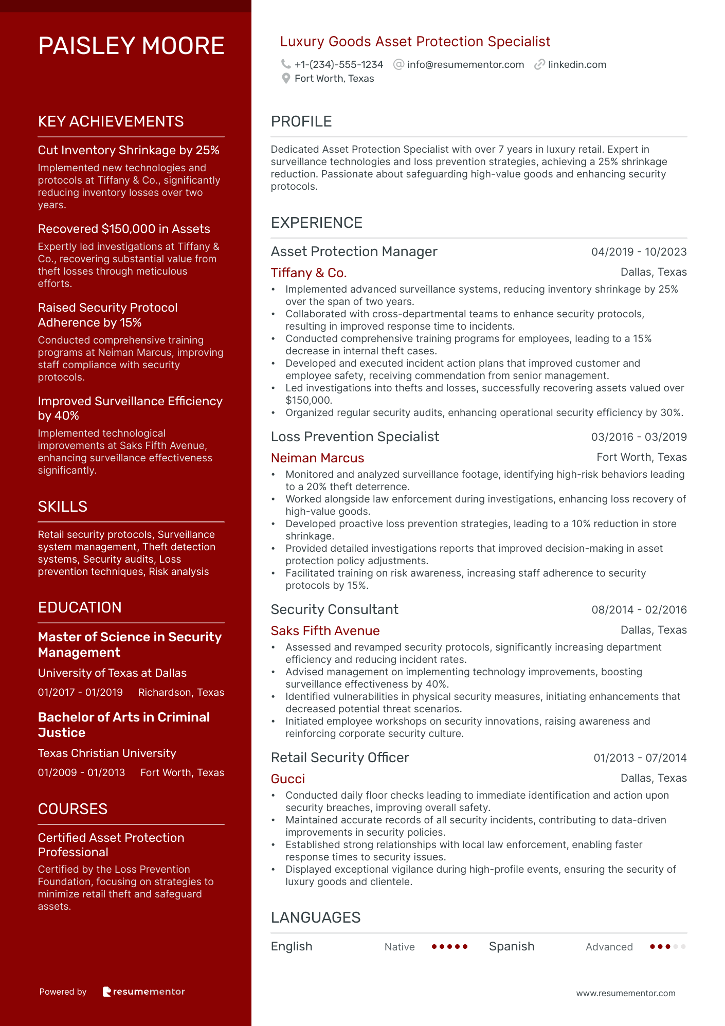 Luxury Goods Asset Protection Specialist
