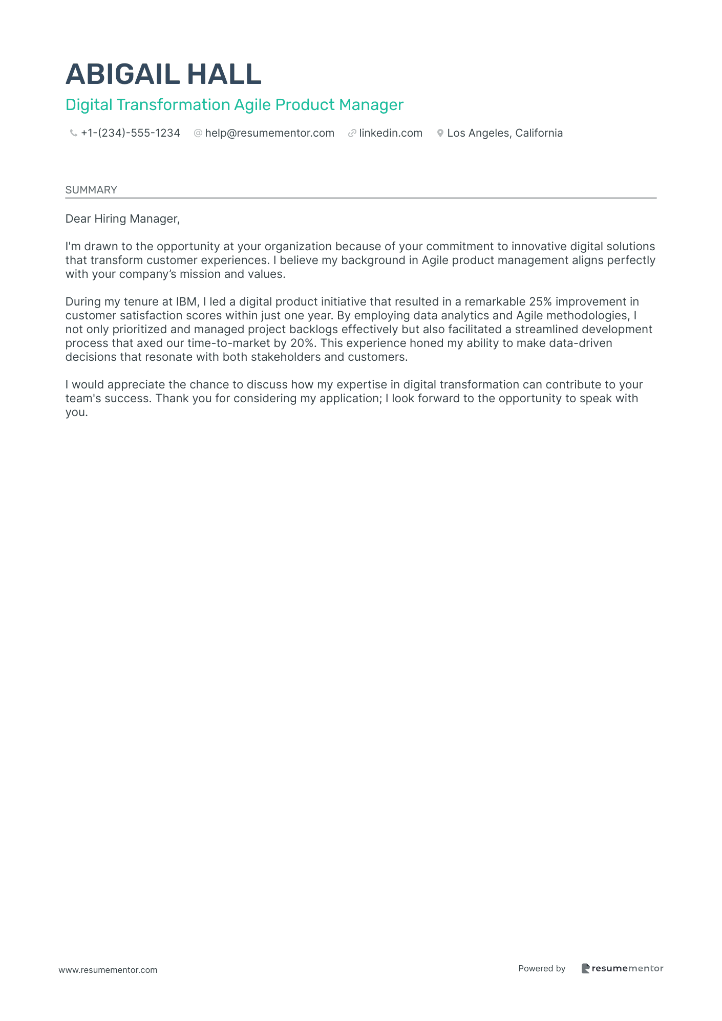Digital Transformation Agile Product Manager