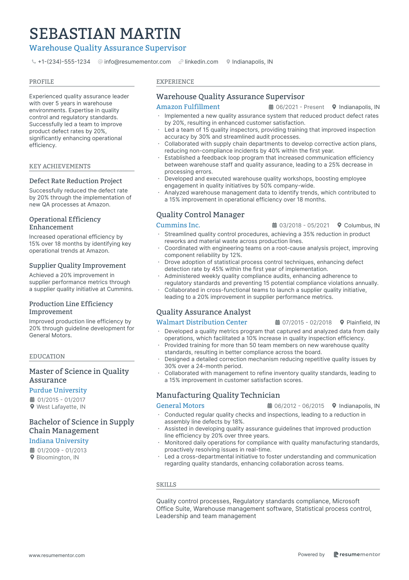 Warehouse Quality Assurance Supervisor