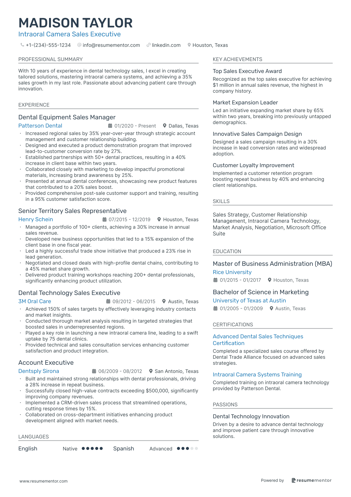 Intraoral Camera Sales Executive