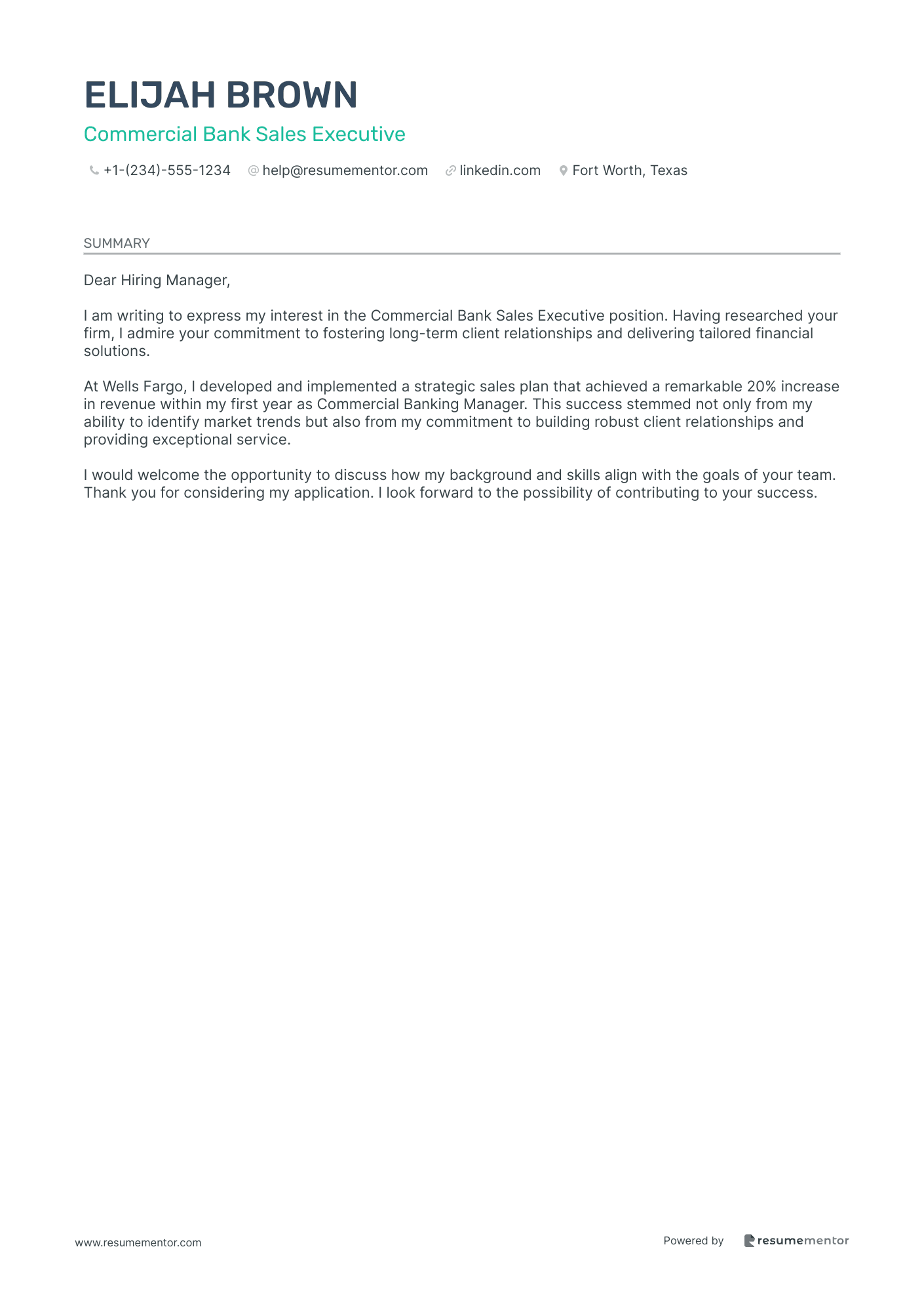 Commercial Bank Sales Executive