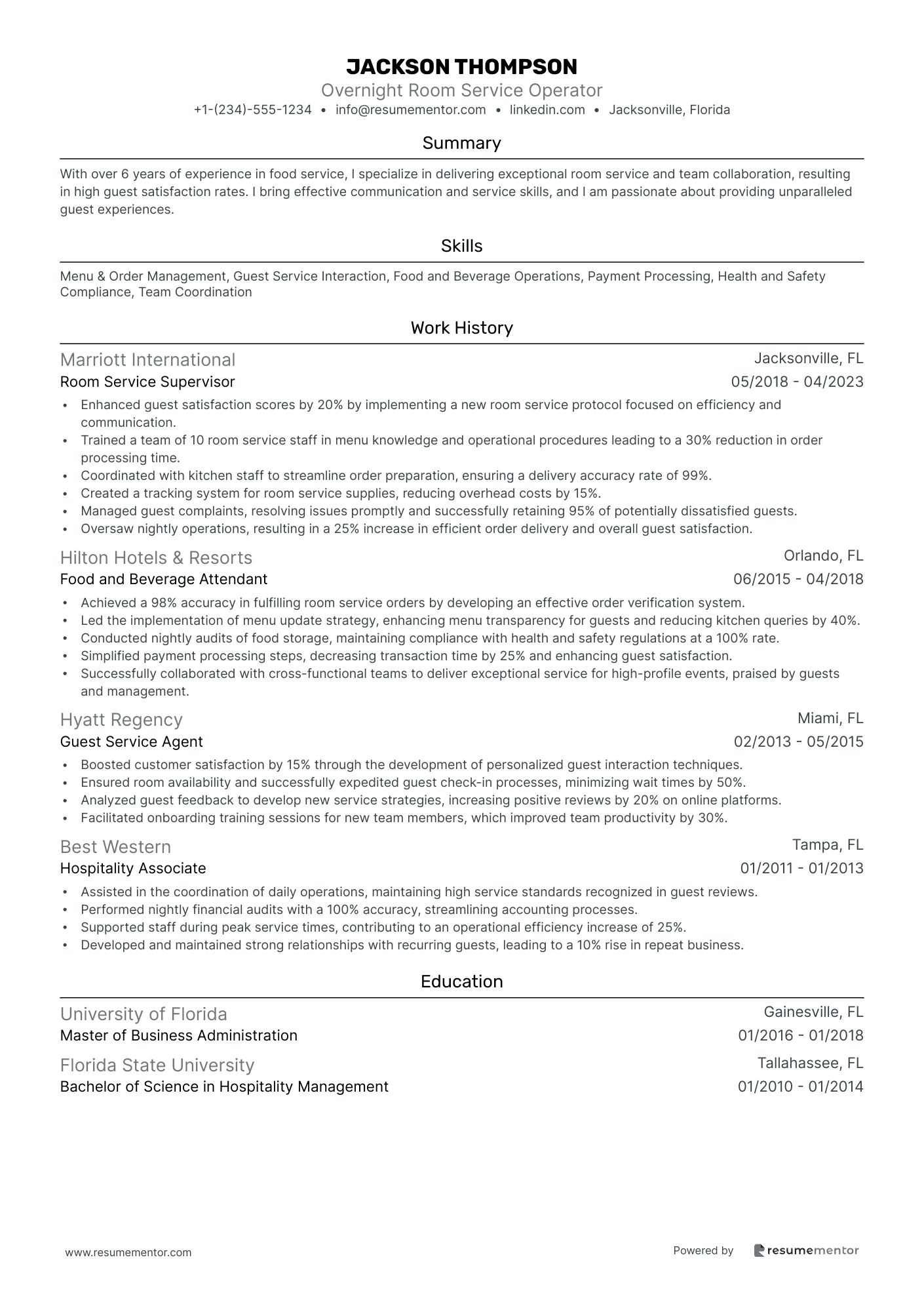 Overnight Room Service Operator