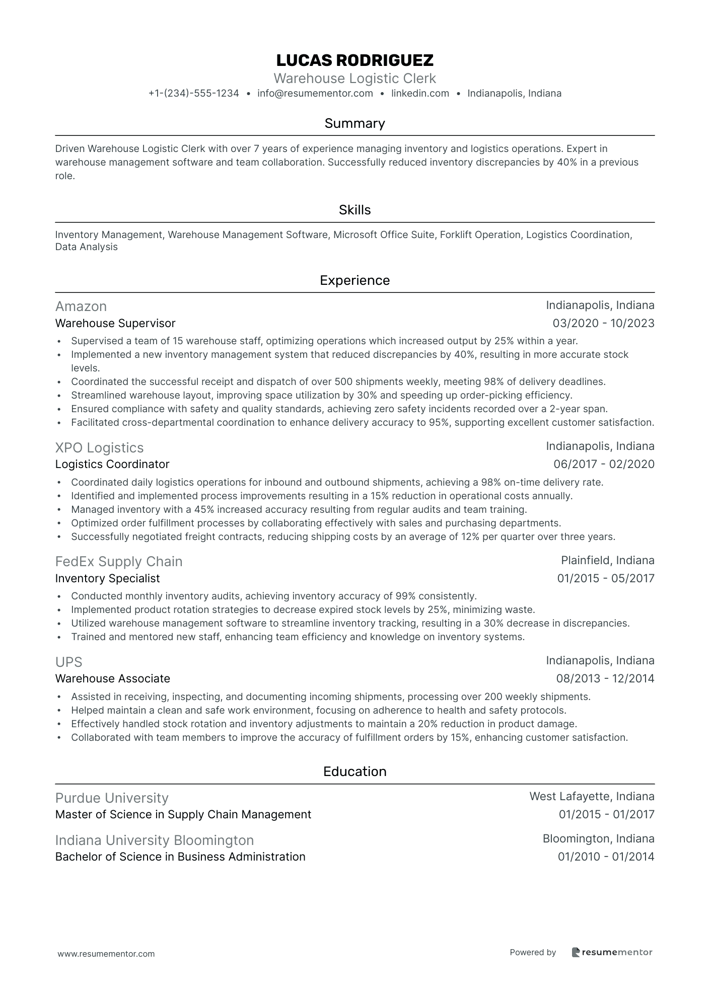 Warehouse Logistic Clerk