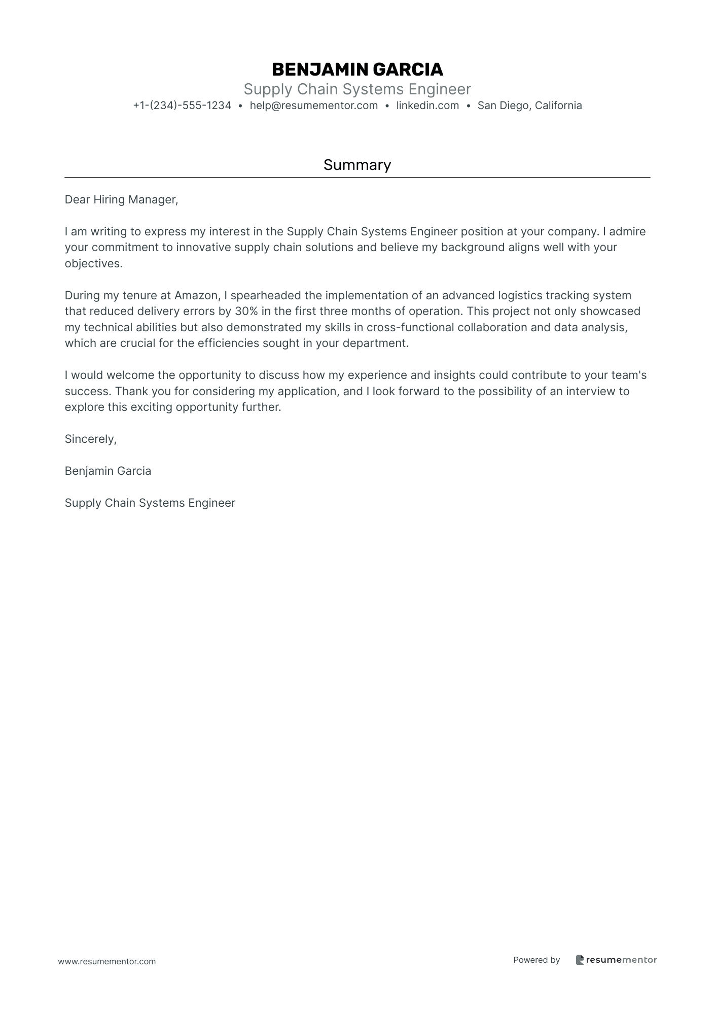 Supply Chain Systems Engineer