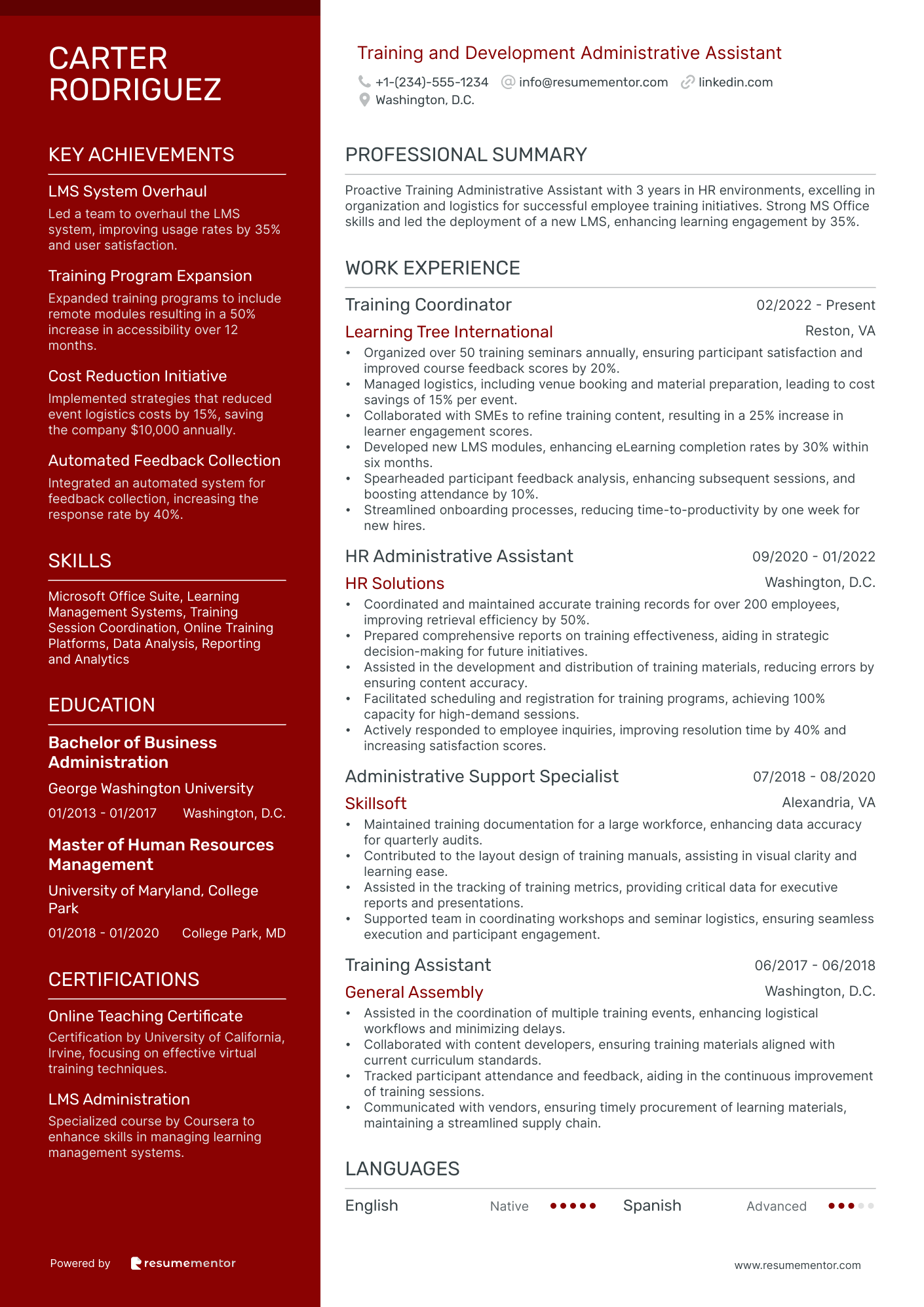 Training and Development Administrative Assistant