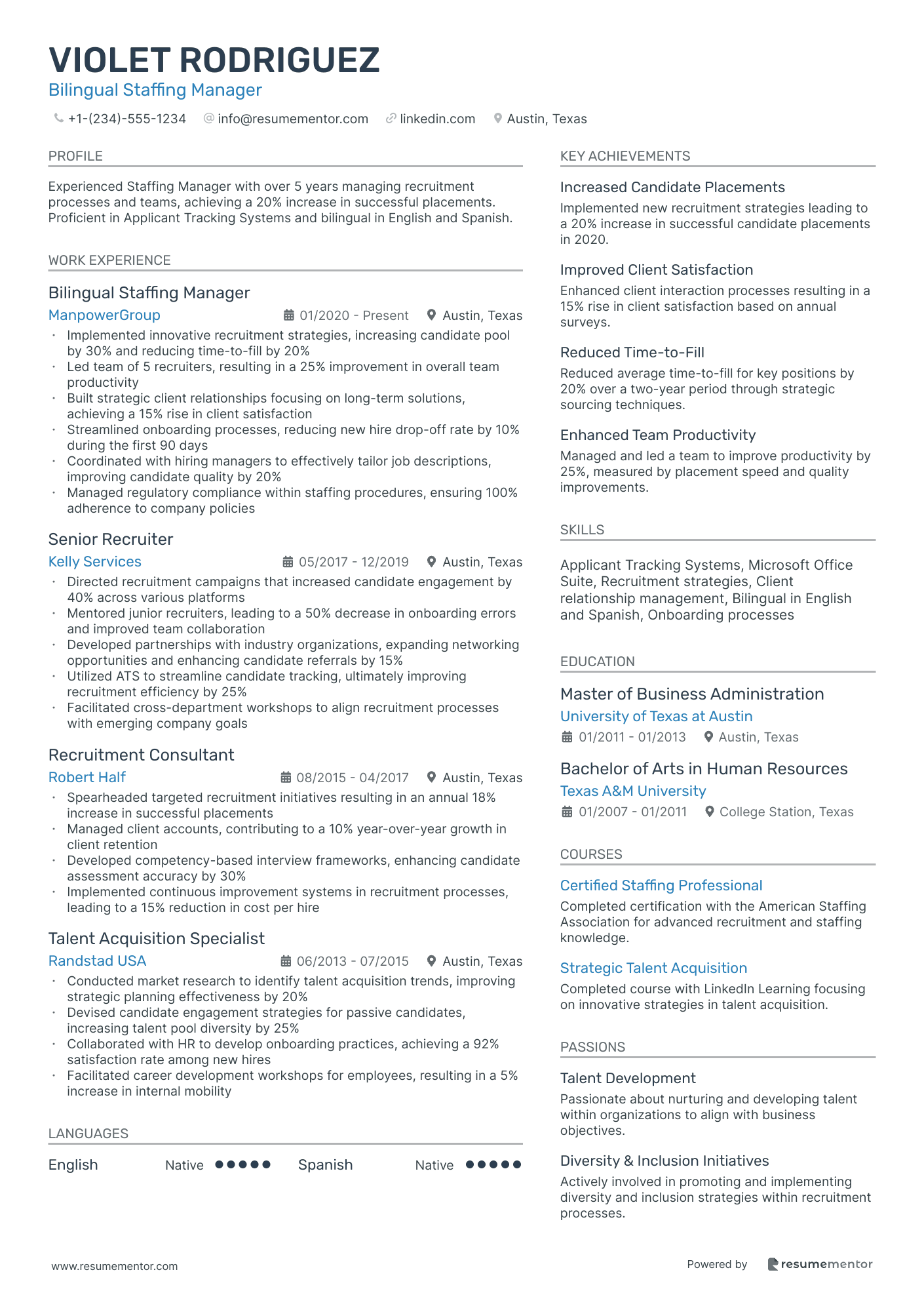 Bilingual Staffing Manager