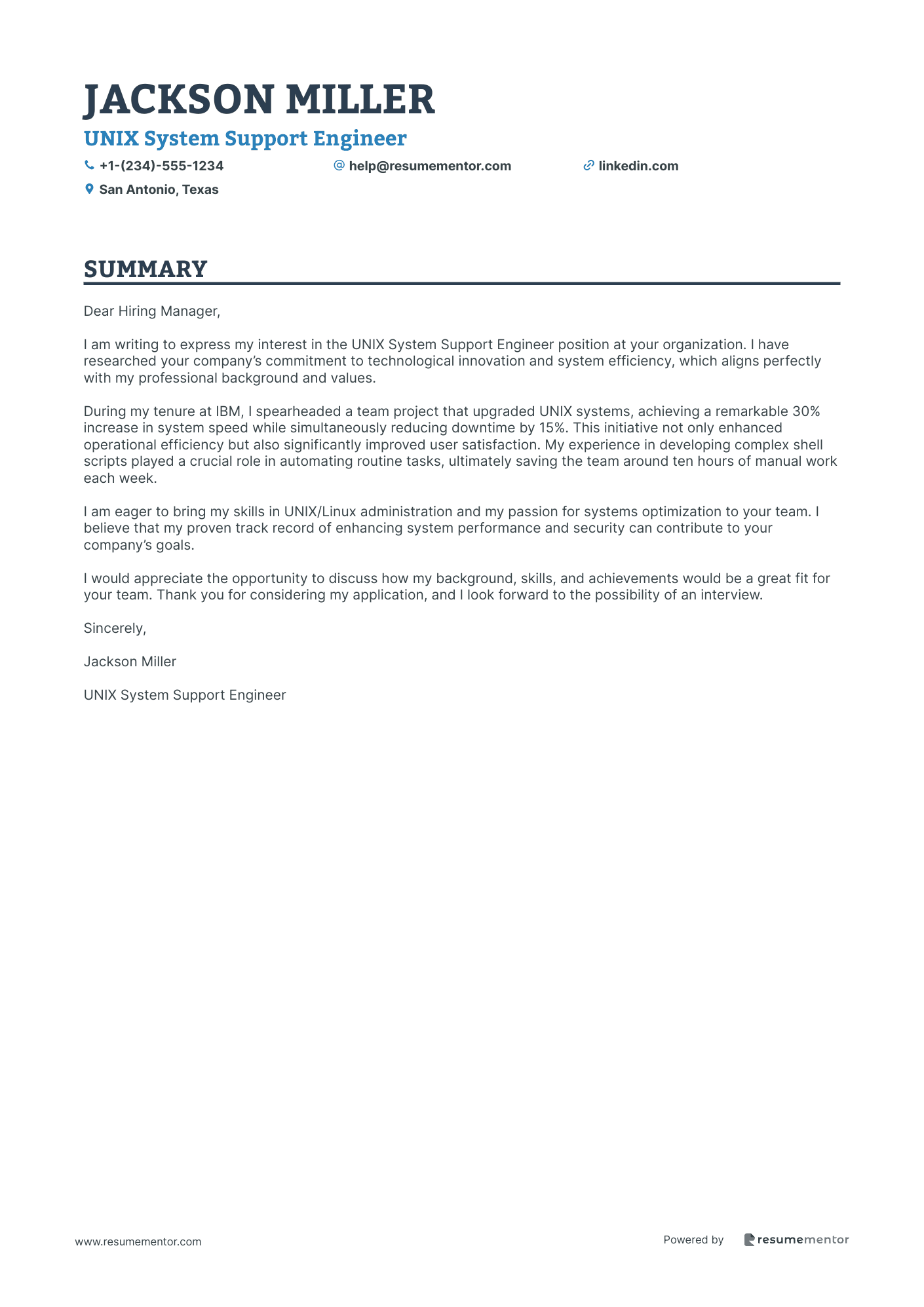 UNIX System Support Engineer