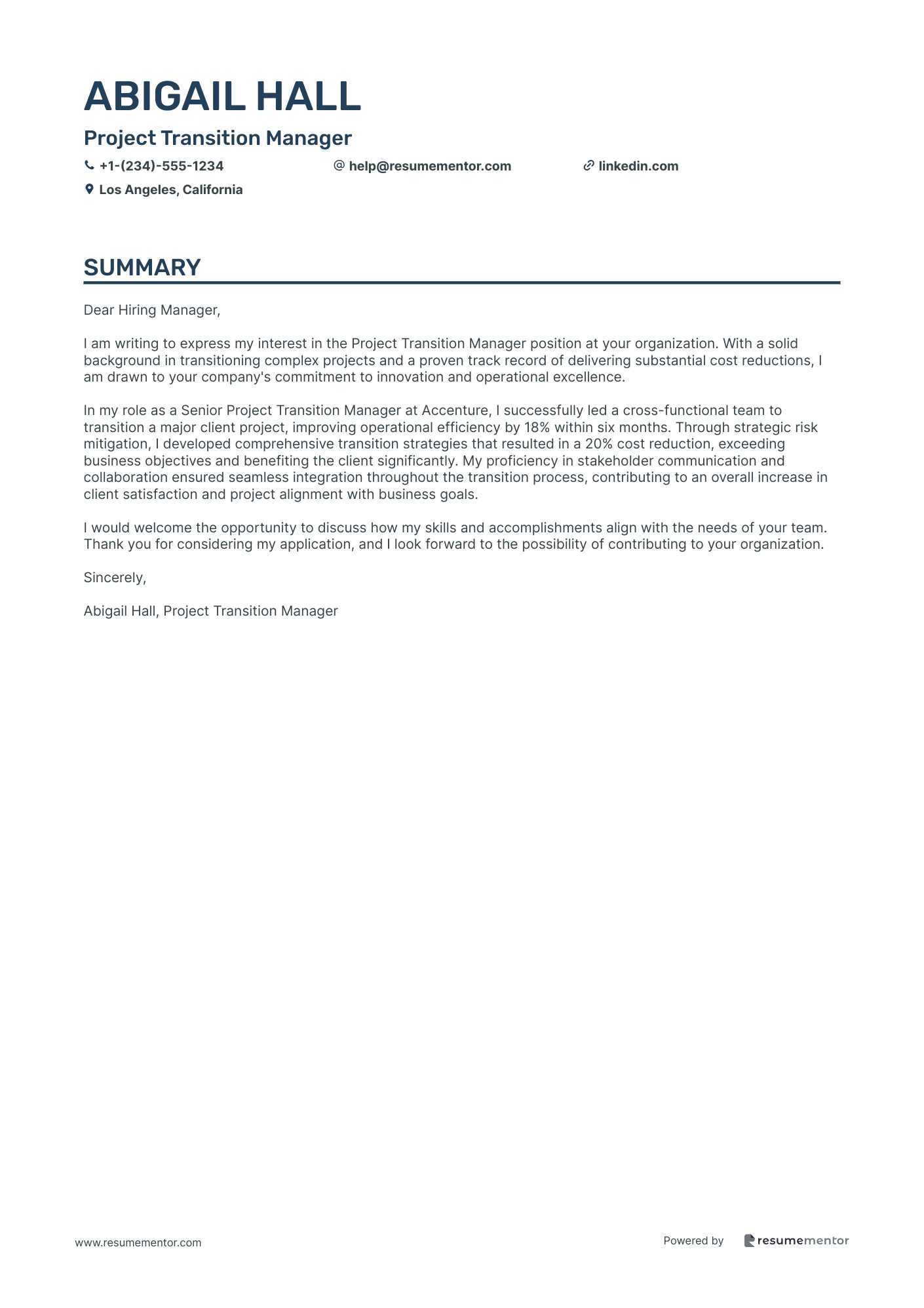 Project Transition Manager
