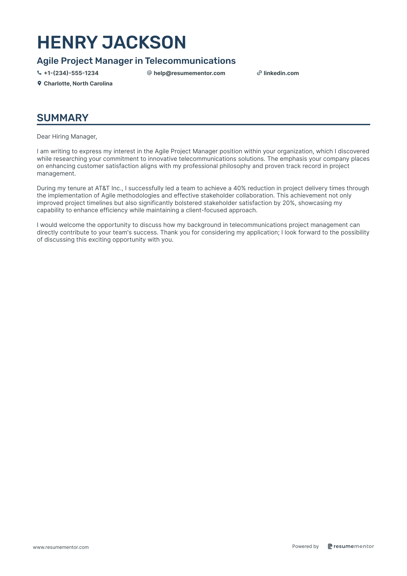 Agile Project Manager in Telecommunications