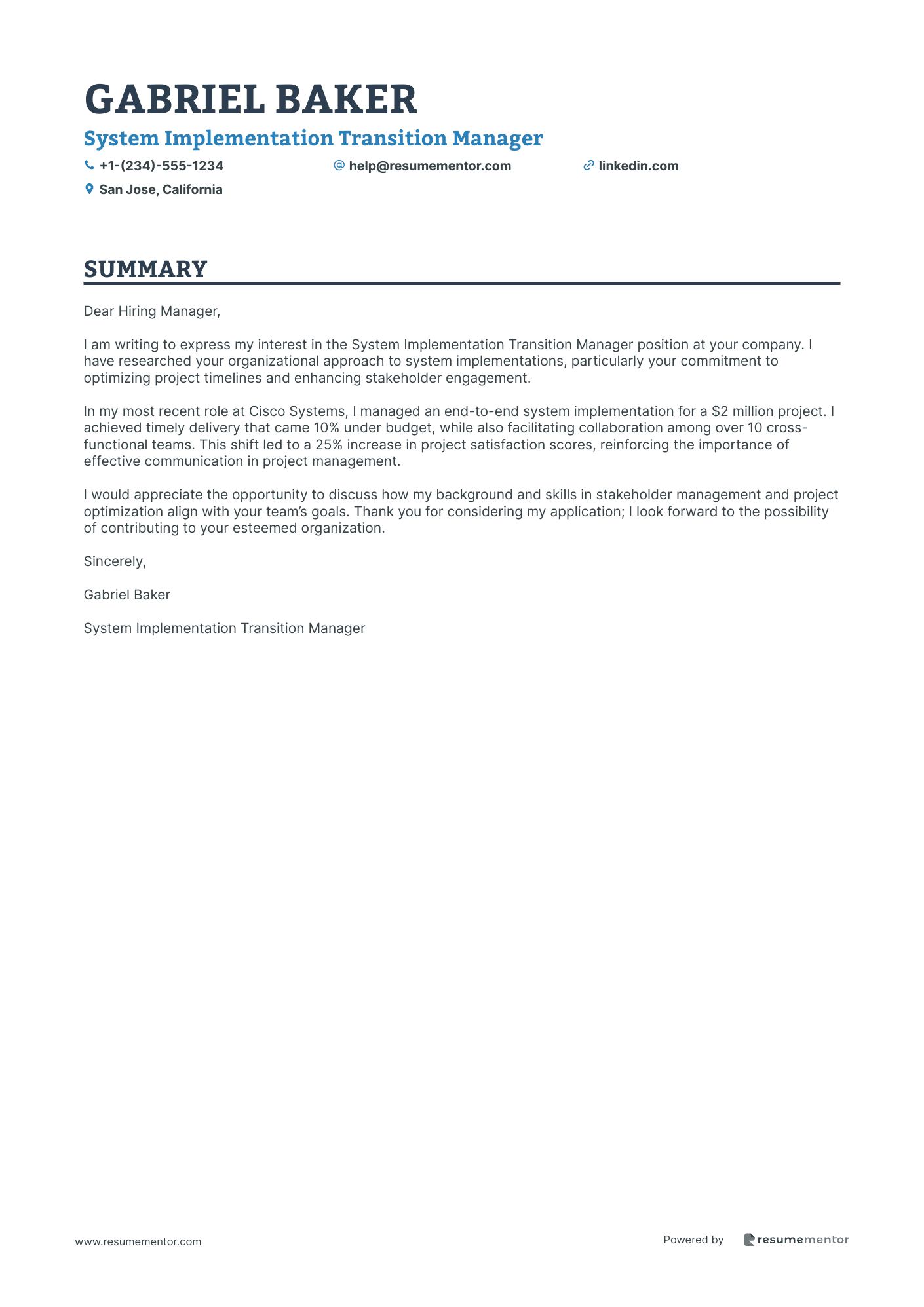 System Implementation Transition Manager