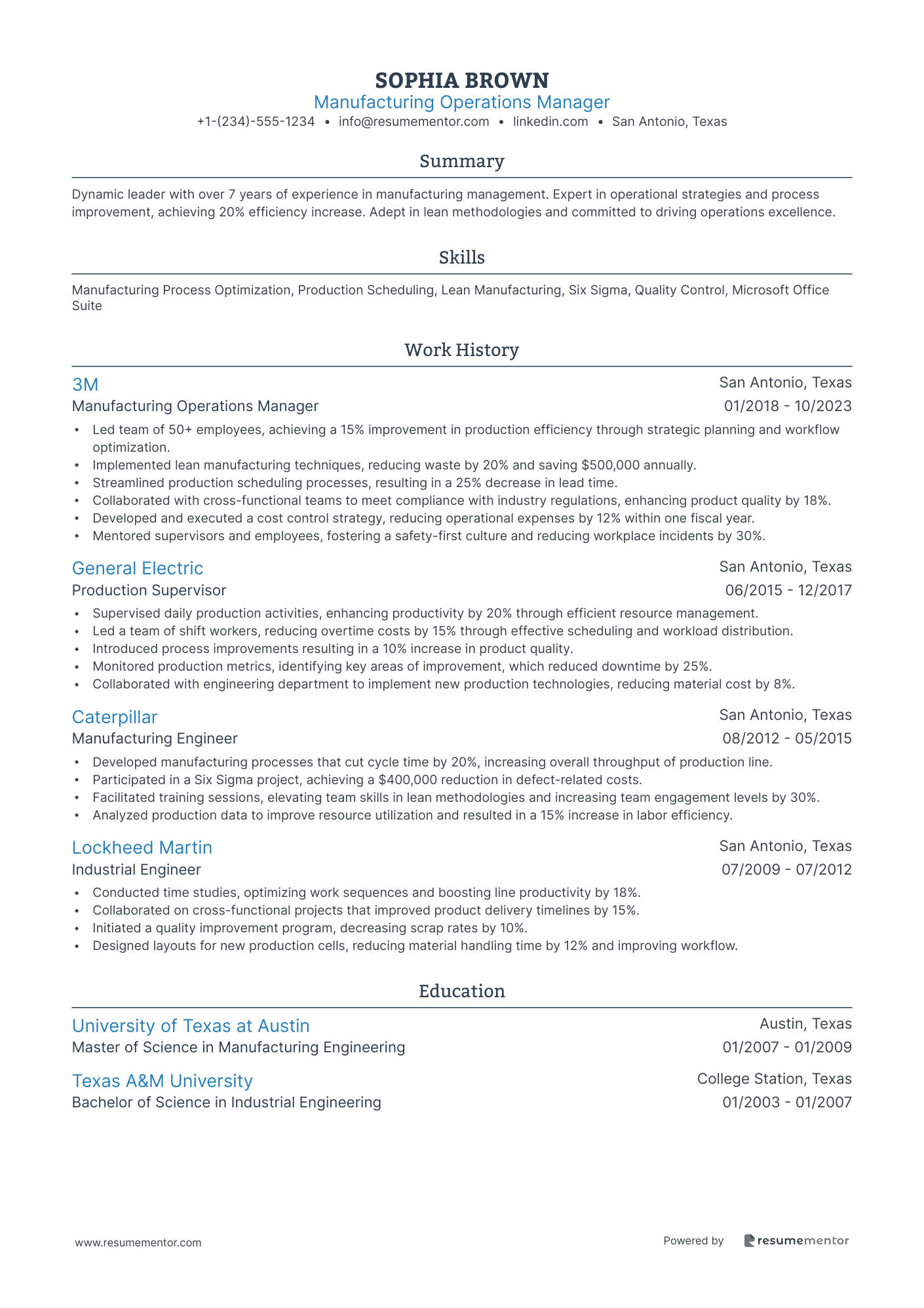 Manufacturing Operations Manager