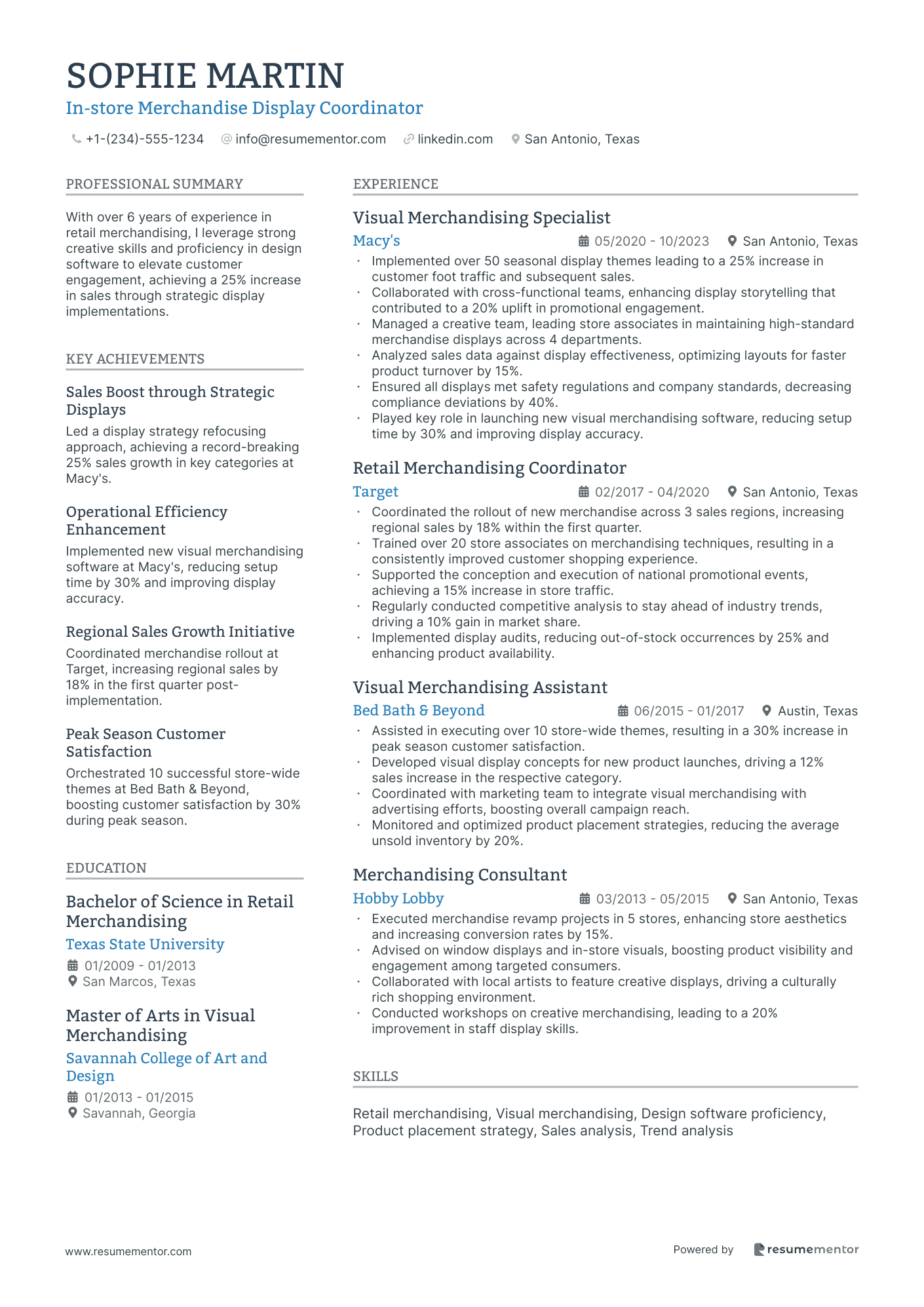 In store Merchandise Display Coordinator