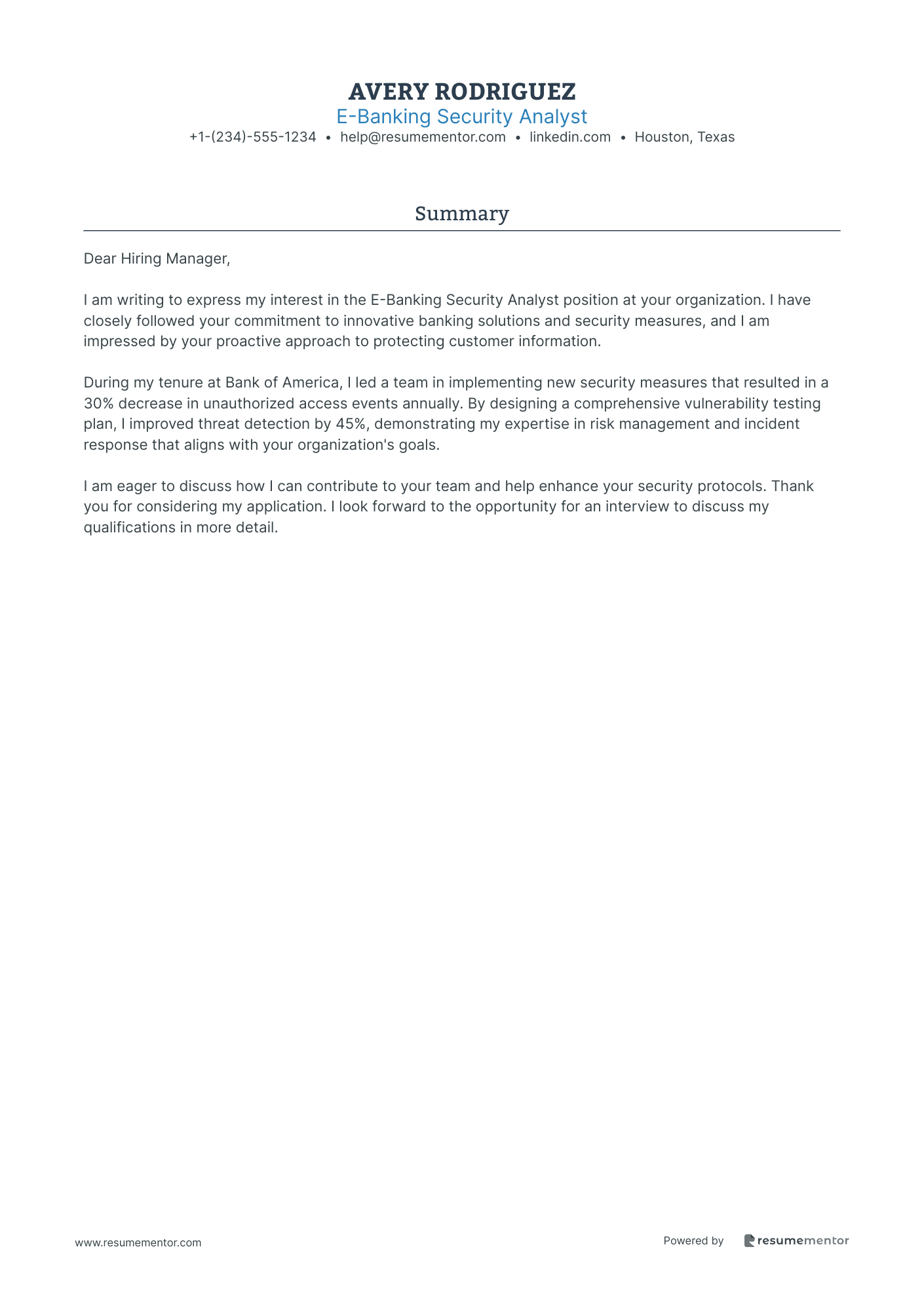 E Banking Security Analyst